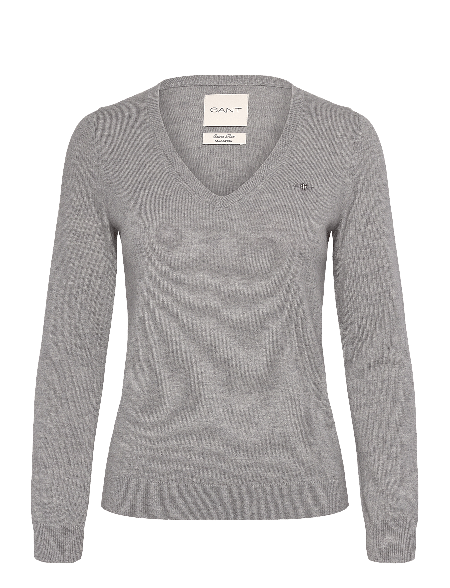 Gant - EXTRAFINE LAMBSWOOL BLEND V-NECK - pullover - grey melange - 1