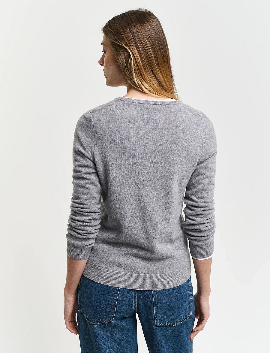 Gant - EXTRAFINE LAMBSWOOL BLEND V-NECK - pullover - grey melange - 3