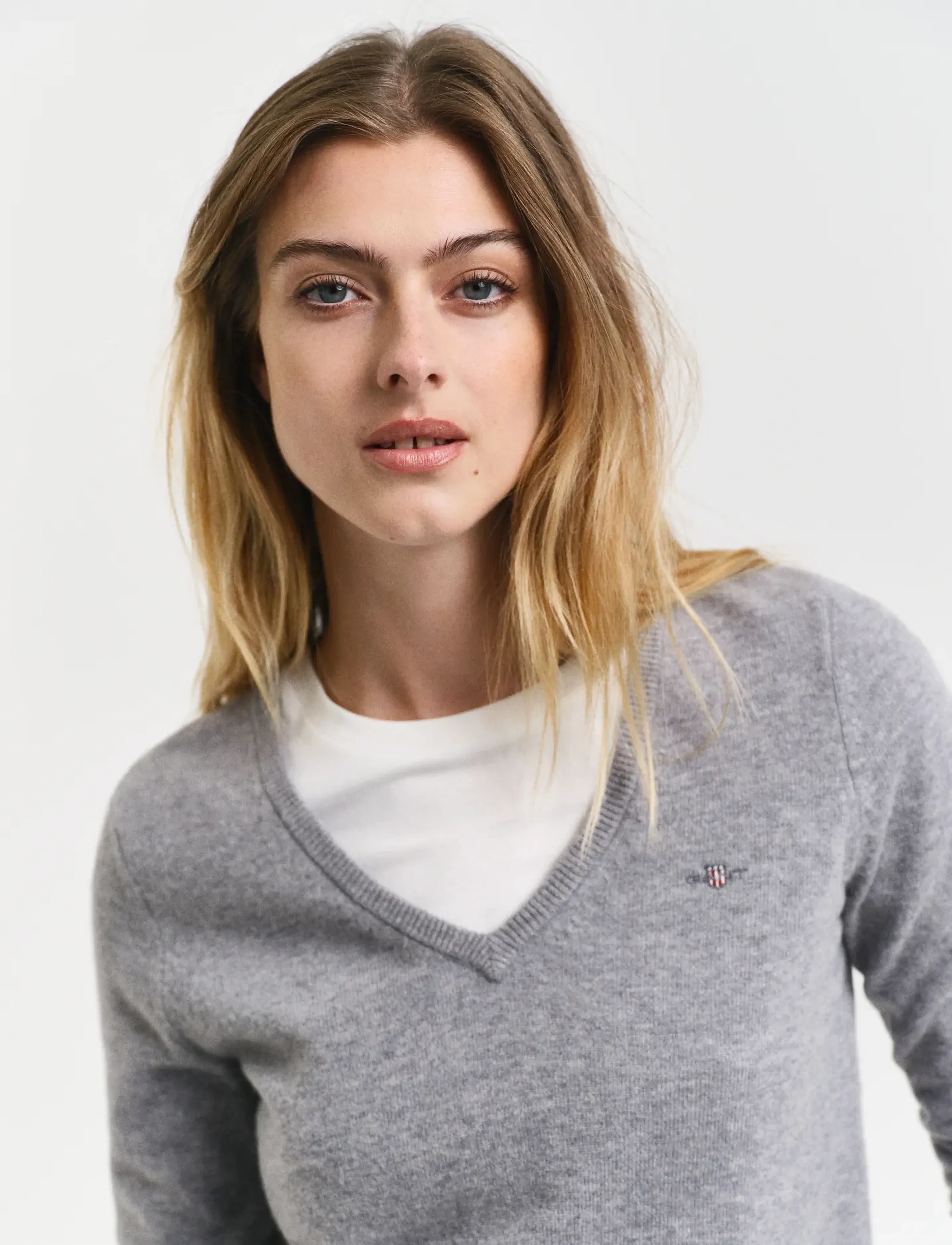 Gant - EXTRAFINE LAMBSWOOL BLEND V-NECK - pullover - grey melange - 4