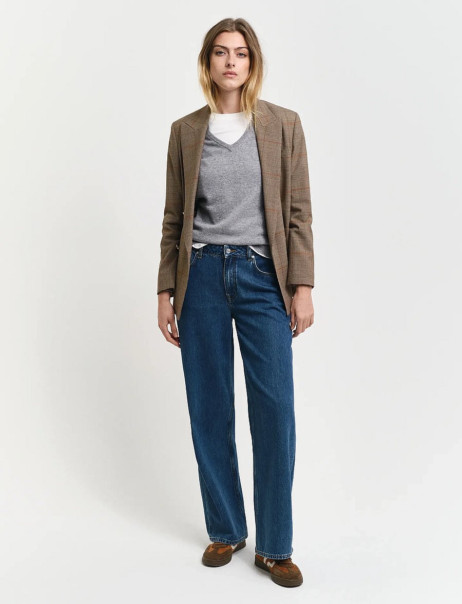 Gant - EXTRAFINE LAMBSWOOL BLEND V-NECK - pullover - grey melange - 5