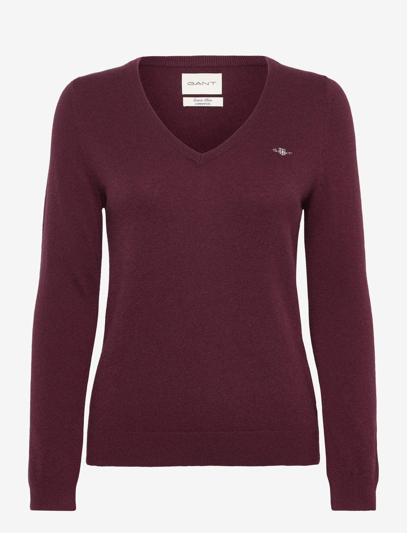 GANT - EXTRAFINE LAMBSWOOL V-NECK - pullover - plum wine - 0