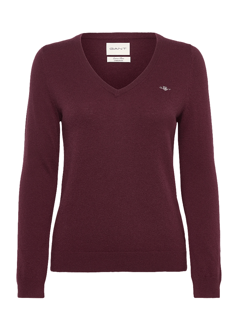 GANT - EXTRAFINE LAMBSWOOL BLEND V-NECK - pullover - plum wine - 0