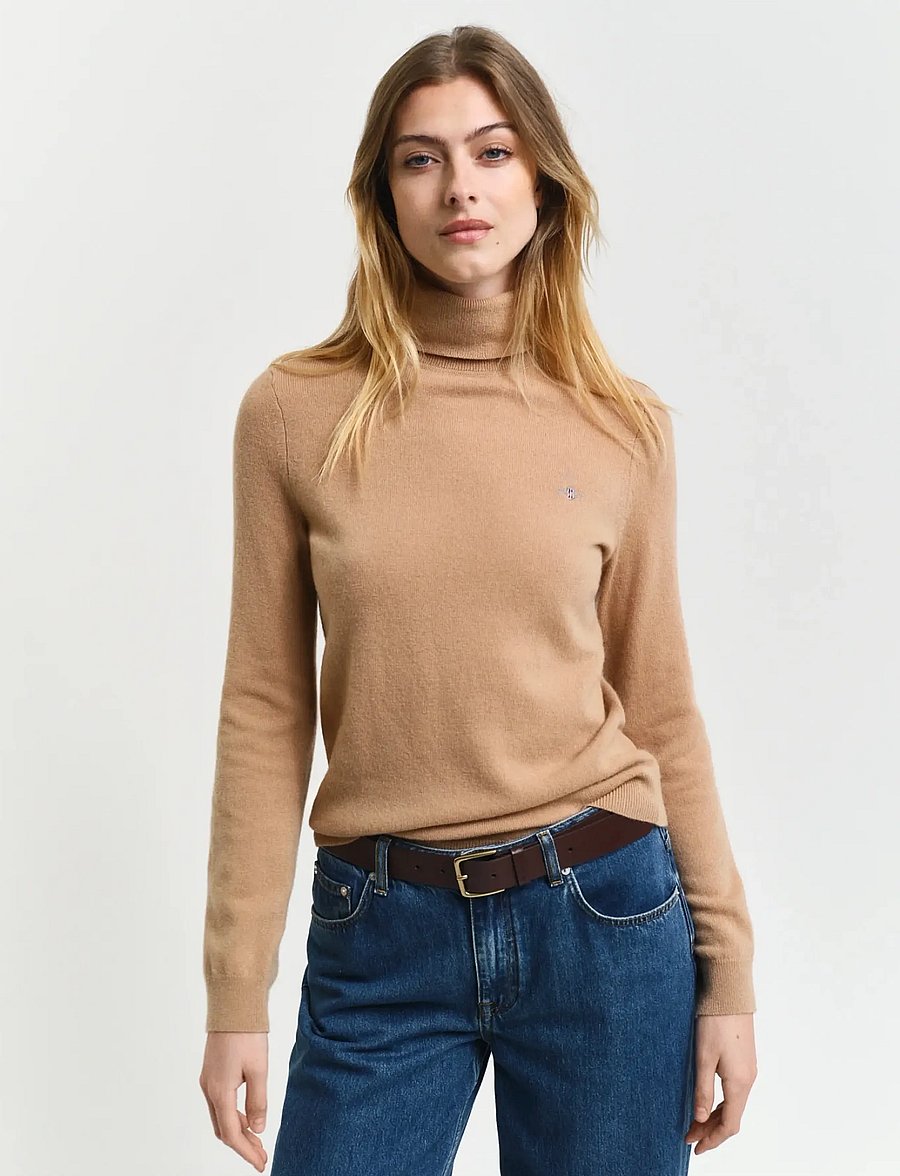 Gant - EXTRAFINE LAMBSWOOL BLEND ROLLNECK - kõrge kaelusega kudumid - caramel beige - 0