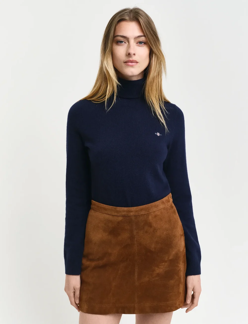 GANT - EXTRAFINE LAMBSWOOL BLEND ROLLNECK - turtlenecks - evening blue - 0