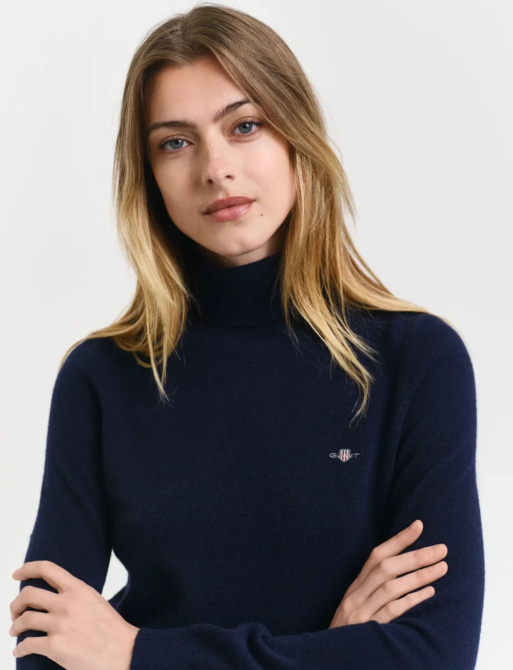 GANT - EXTRAFINE LAMBSWOOL BLEND ROLLNECK - turtlenecks - evening blue - 4