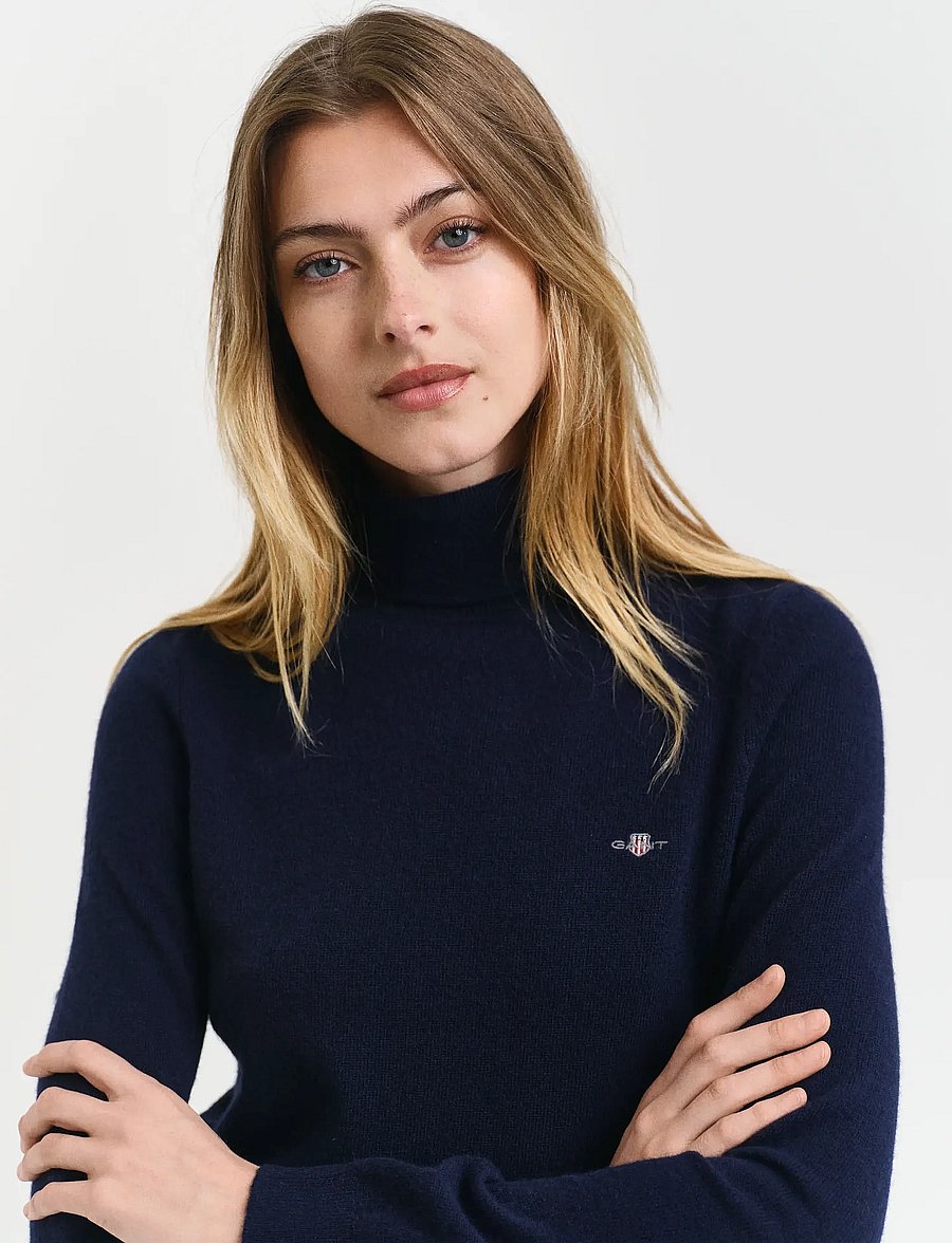 Gant - EXTRAFINE LAMBSWOOL BLEND ROLLNECK - pooloneuleet - evening blue - 4