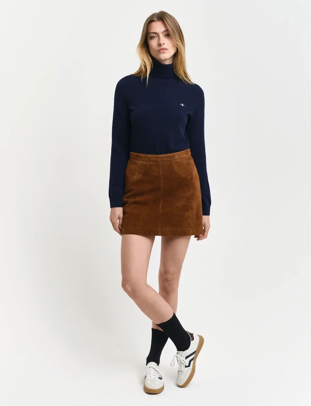 GANT - EXTRAFINE LAMBSWOOL BLEND ROLLNECK - turtlenecks - evening blue - 5