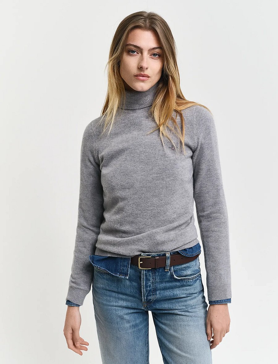 Gant - EXTRAFINE LAMBSWOOL BLEND ROLLNECK - golfai - grey melange - 0