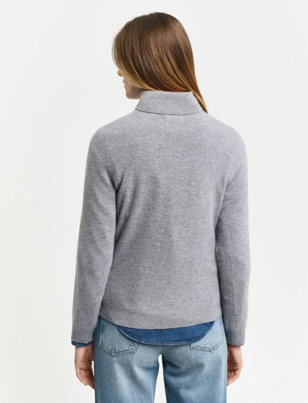 GANT - EXTRAFINE LAMBSWOOL BLEND ROLLNECK - turtlenecks - grey melange - 3