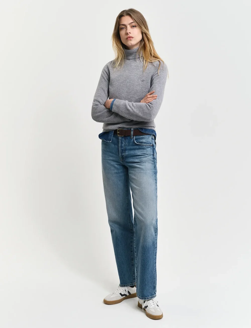 GANT - EXTRAFINE LAMBSWOOL BLEND ROLLNECK - turtlenecks - grey melange - 5