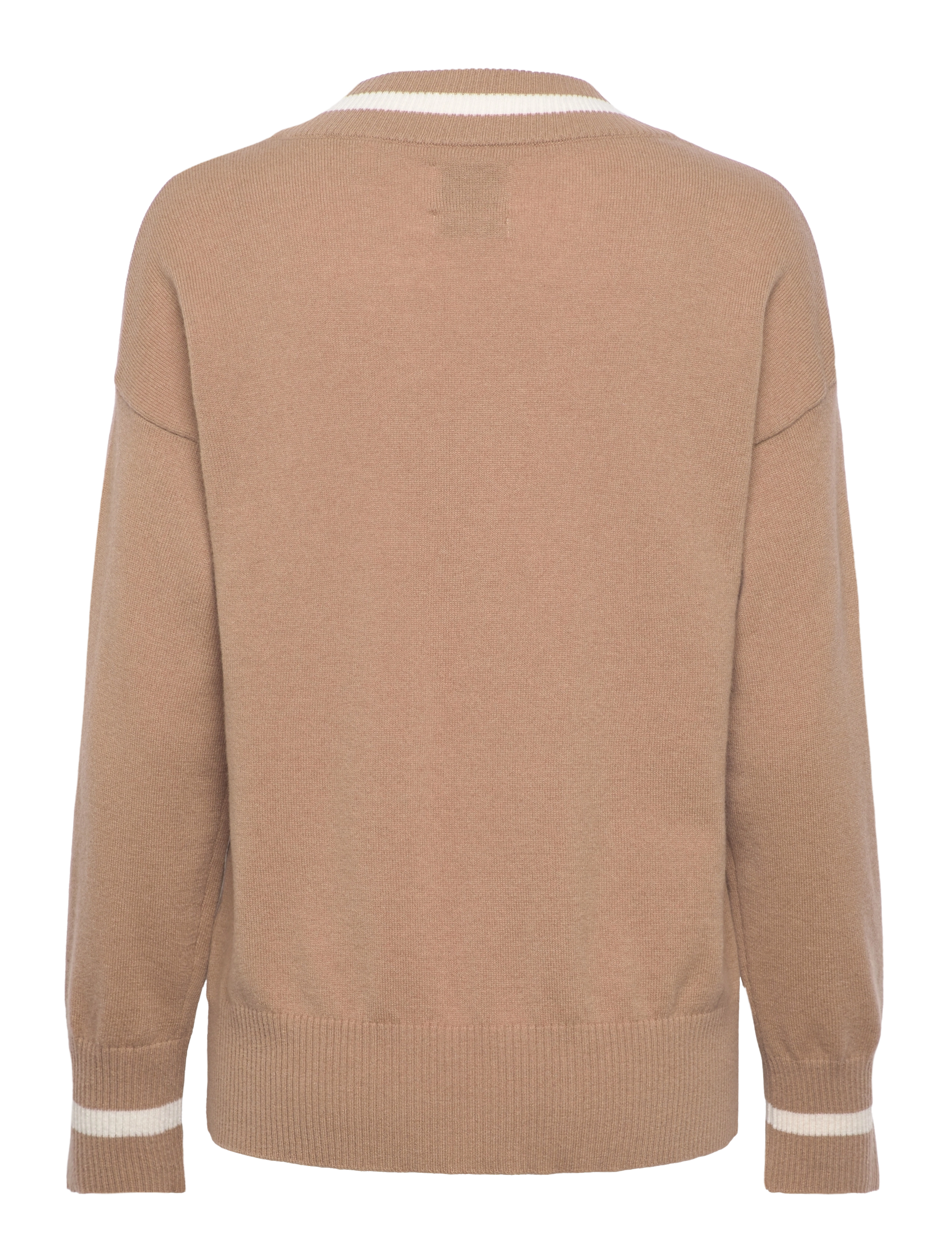 GANT - SUPERFINE LAMBSWOOL CONT V-NECK - caramel beige - 1