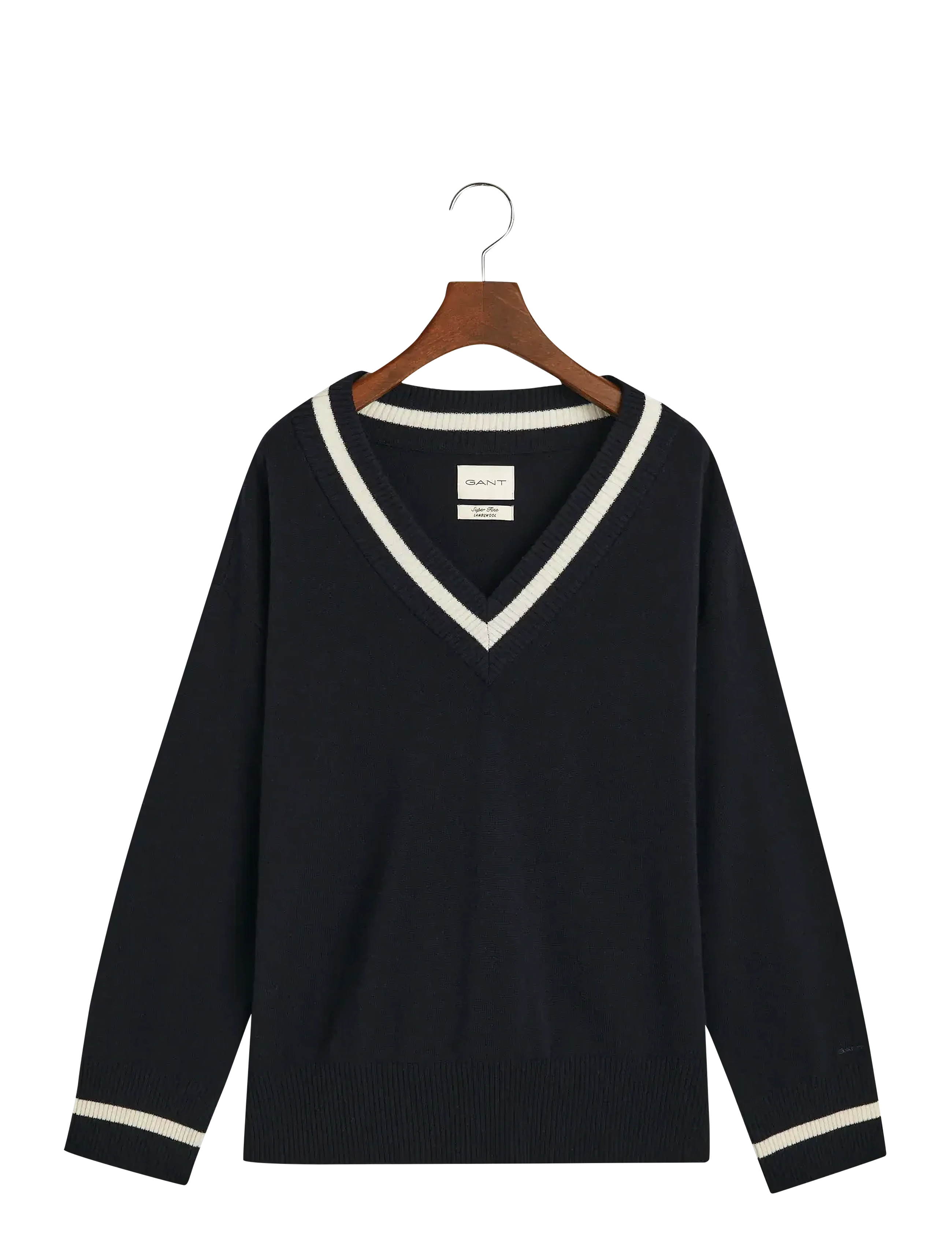 GANT - SUPERFINE LAMBSWOOL CONT V-NECK - evening blue - 1