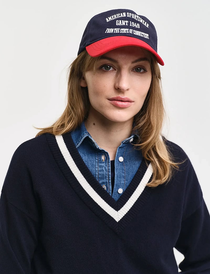 GANT - SUPERFINE LAMBSWOOL CONT V-NECK - evening blue - 3