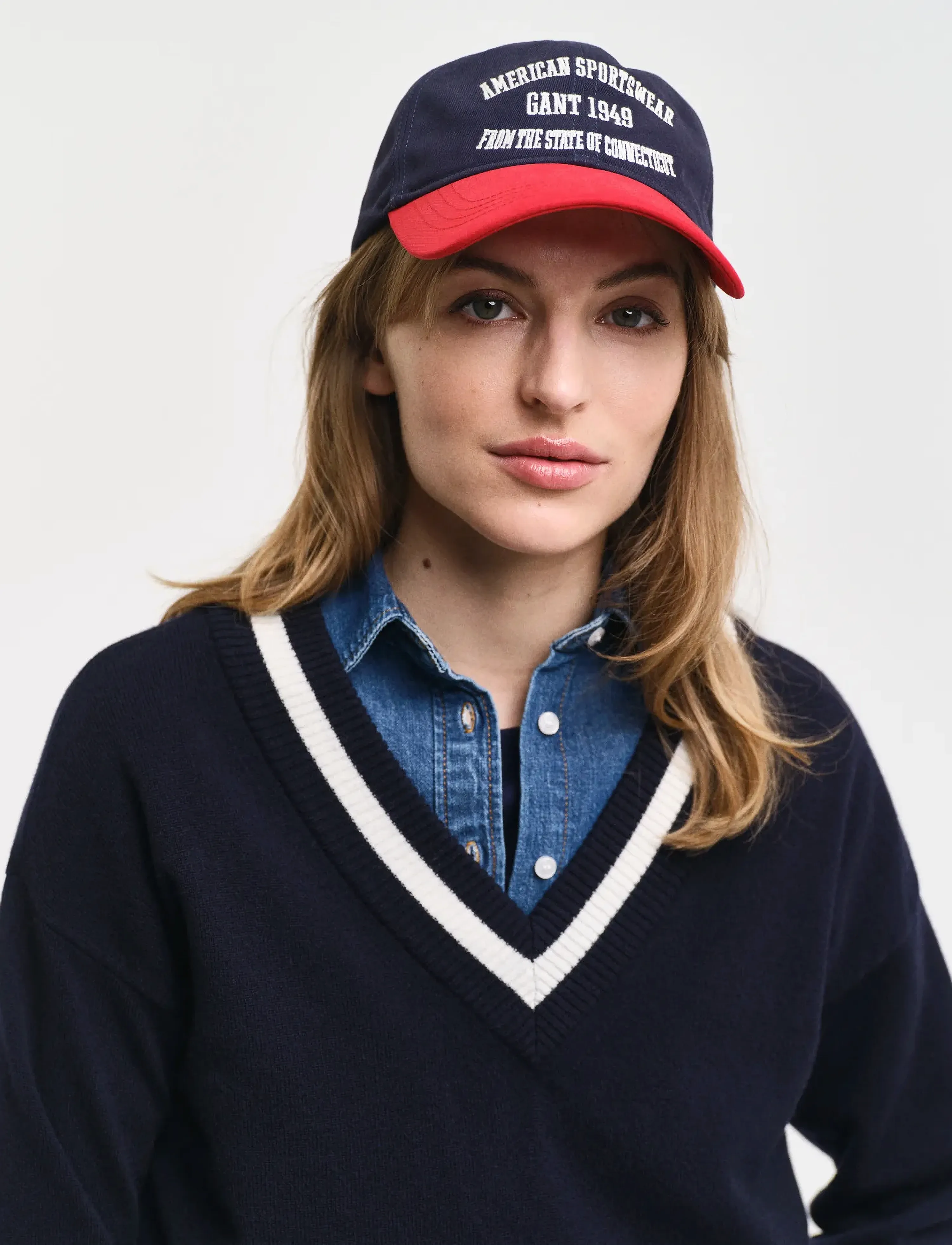GANT - SUPERFINE LAMBSWOOL CONT V-NECK - evening blue - 3