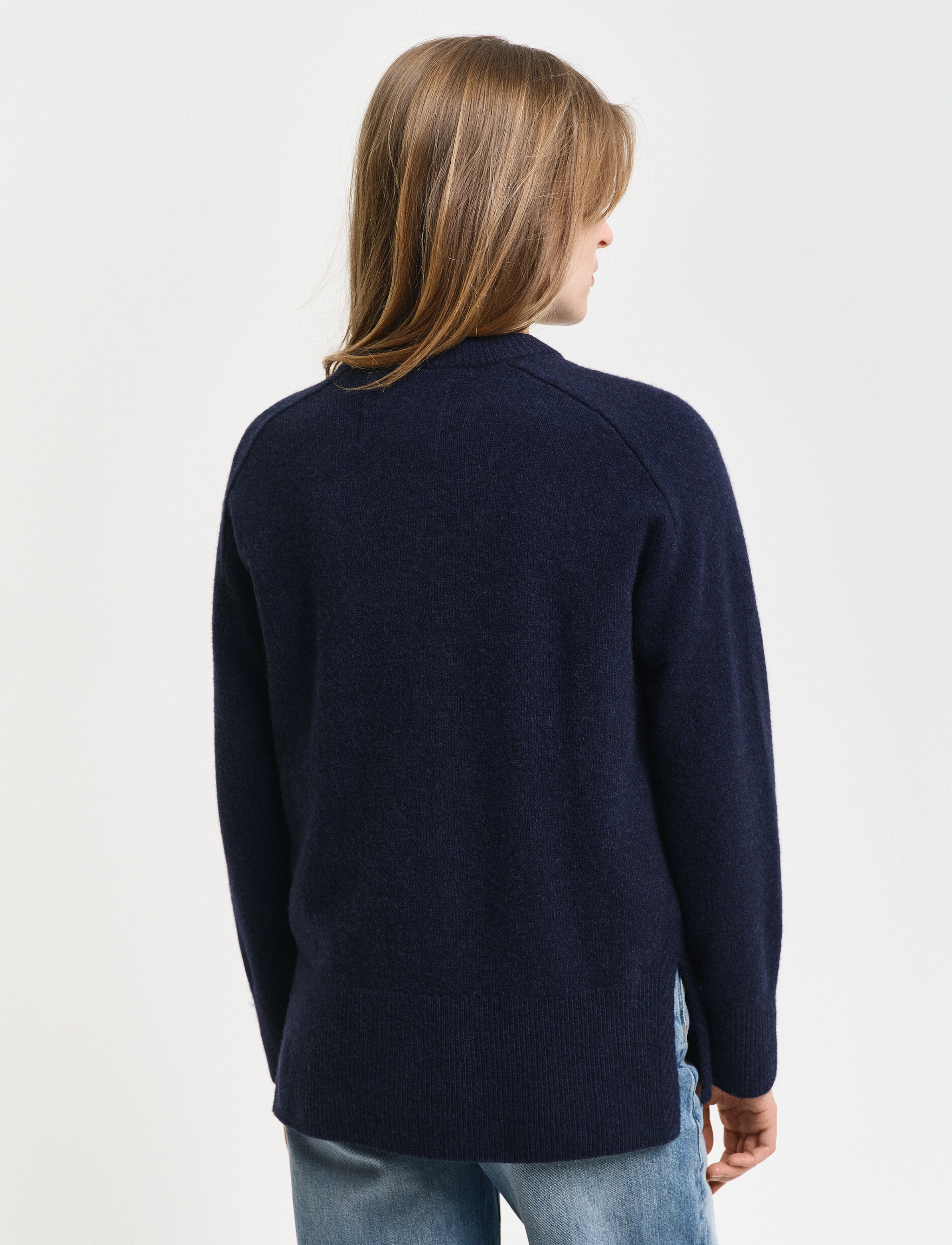 GANT - HERRINGBONE DETAIL C-NECK - evening blue - 5