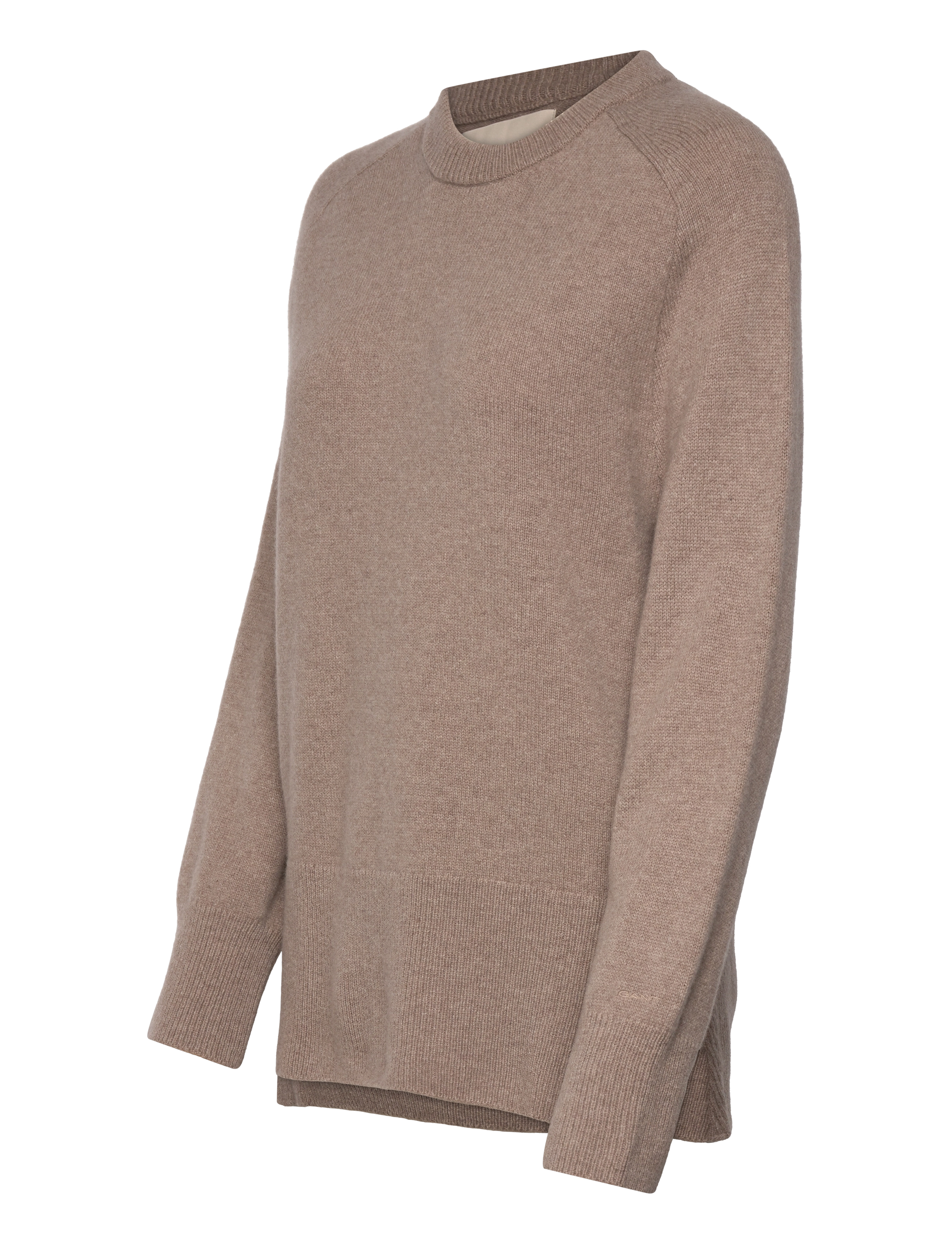 GANT - HERRINGBONE DETAIL C-NECK - warm grey - 3