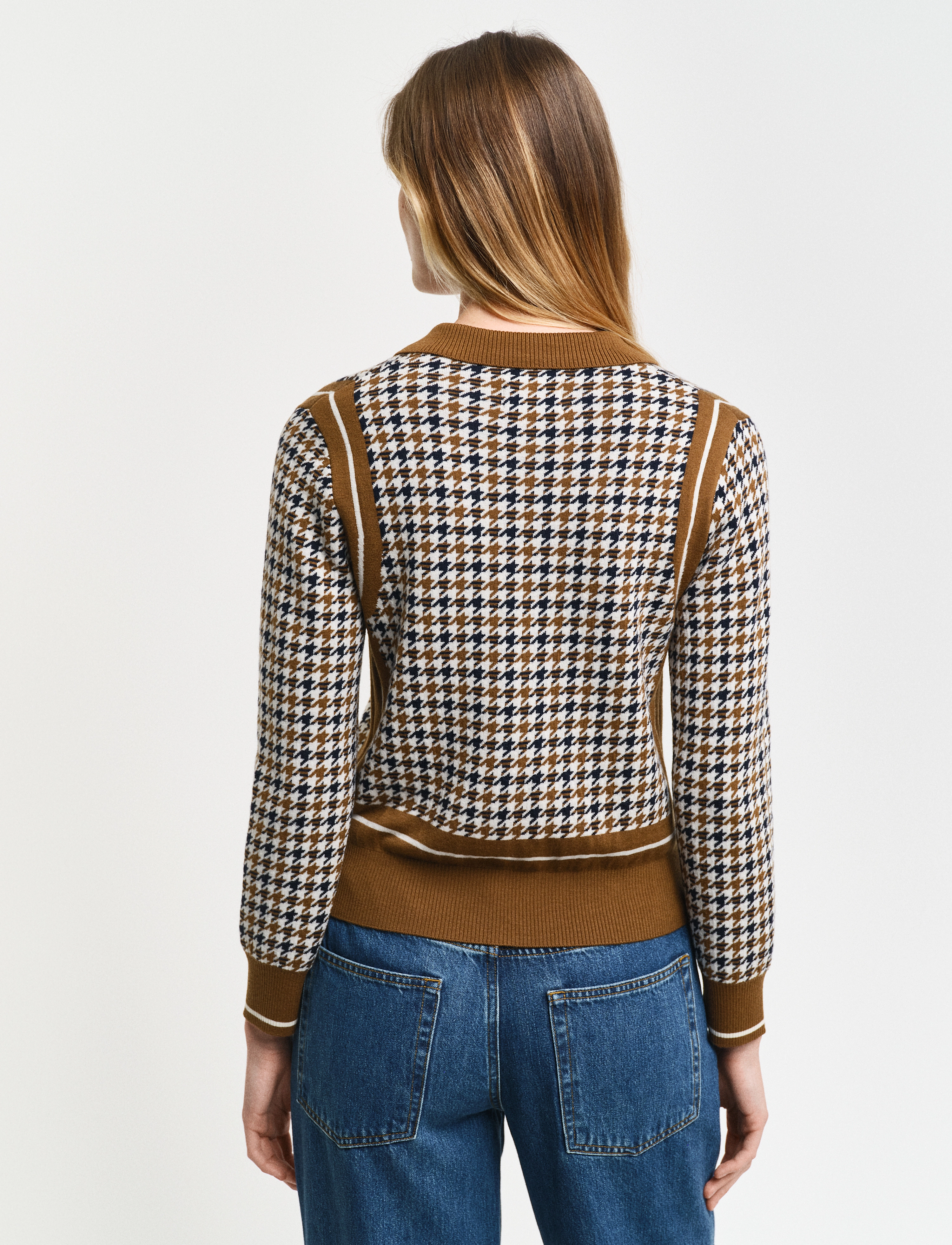 GANT - HOUNDSTOOTH JACQUARD POLO - cacao - 3