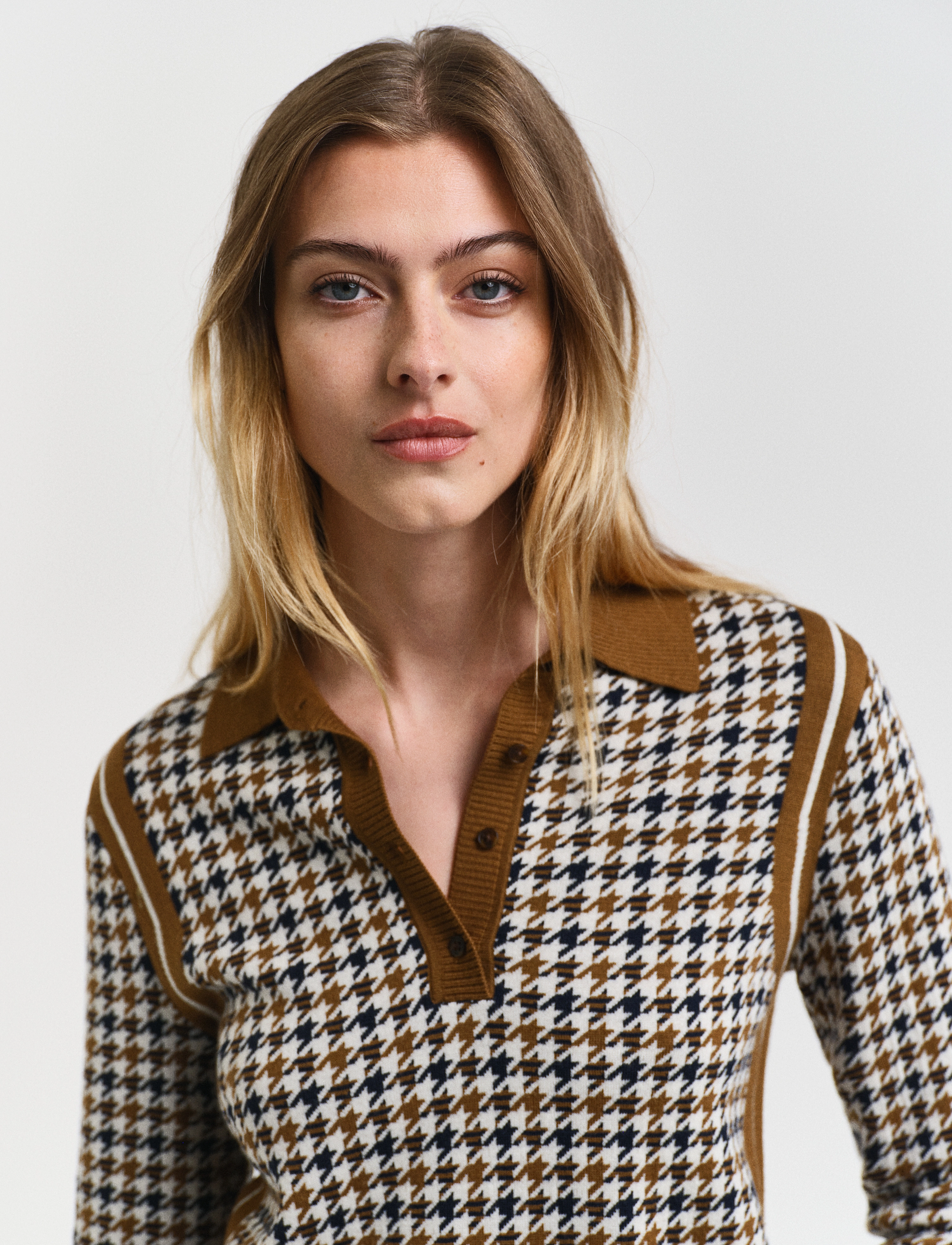 GANT - HOUNDSTOOTH JACQUARD POLO - cacao - 5