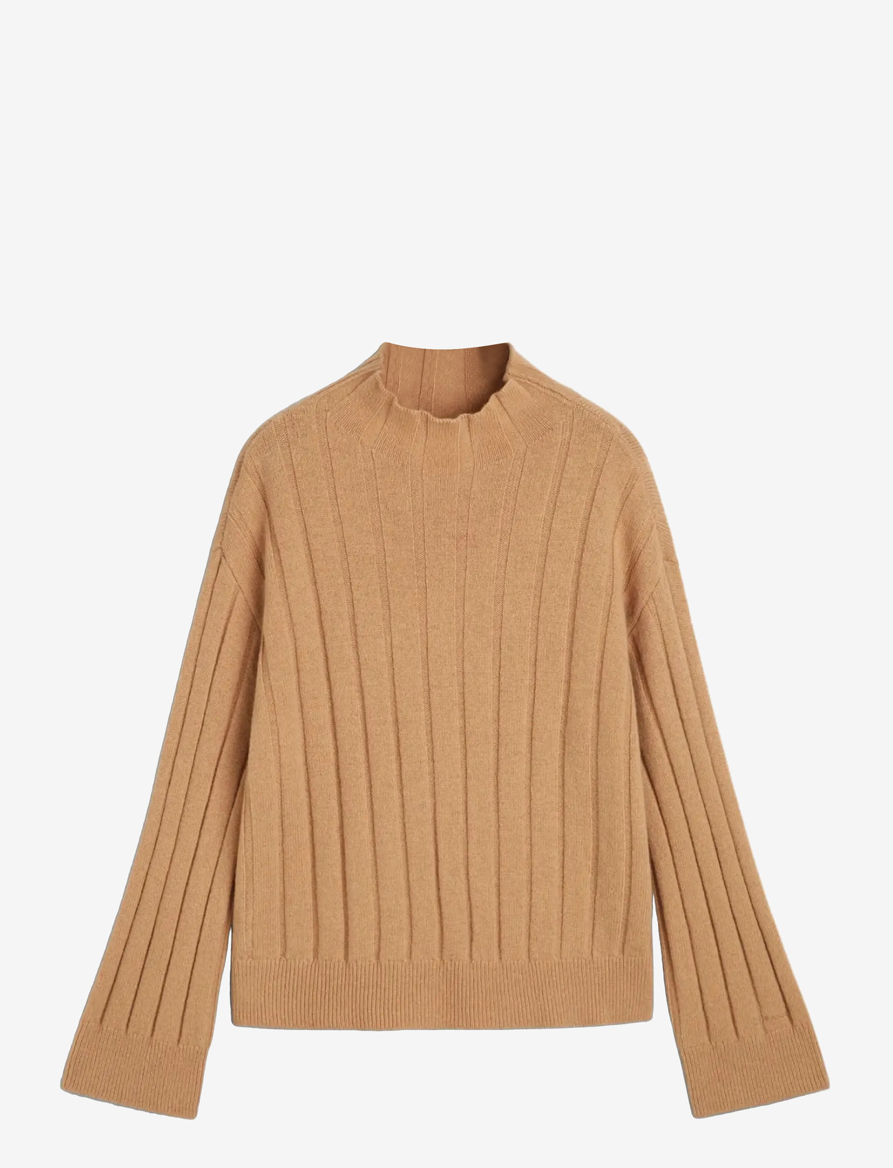 GANT - WIDE RIBBED WOOL STAND COLLAR - stickade tröjor - caramel beige - 1