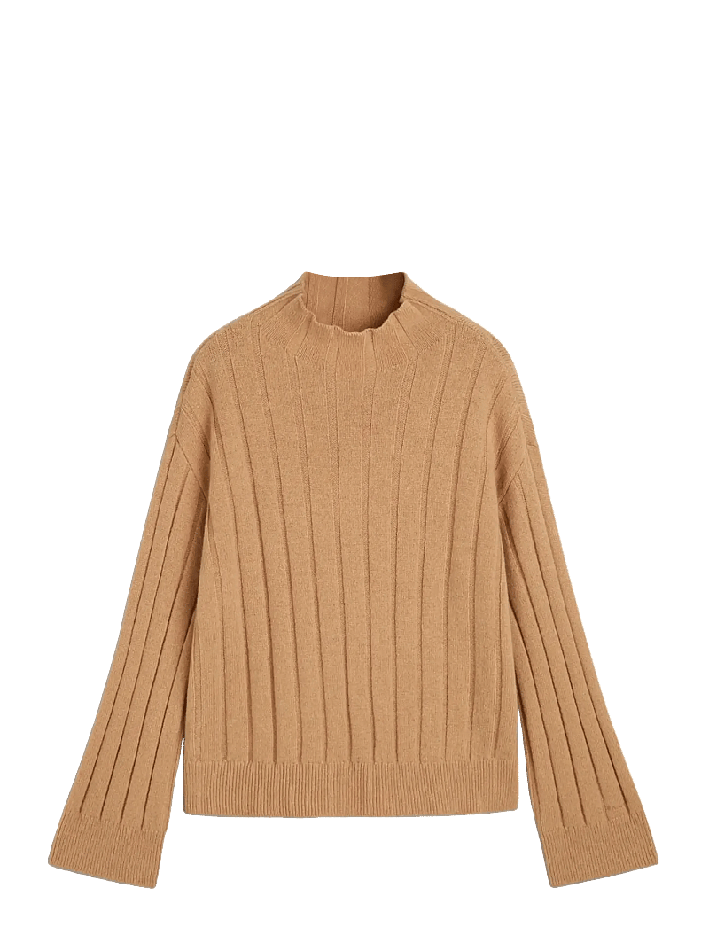 GANT - WIDE RIBBED WOOL STAND COLLAR - stickade tröjor - caramel beige - 1
