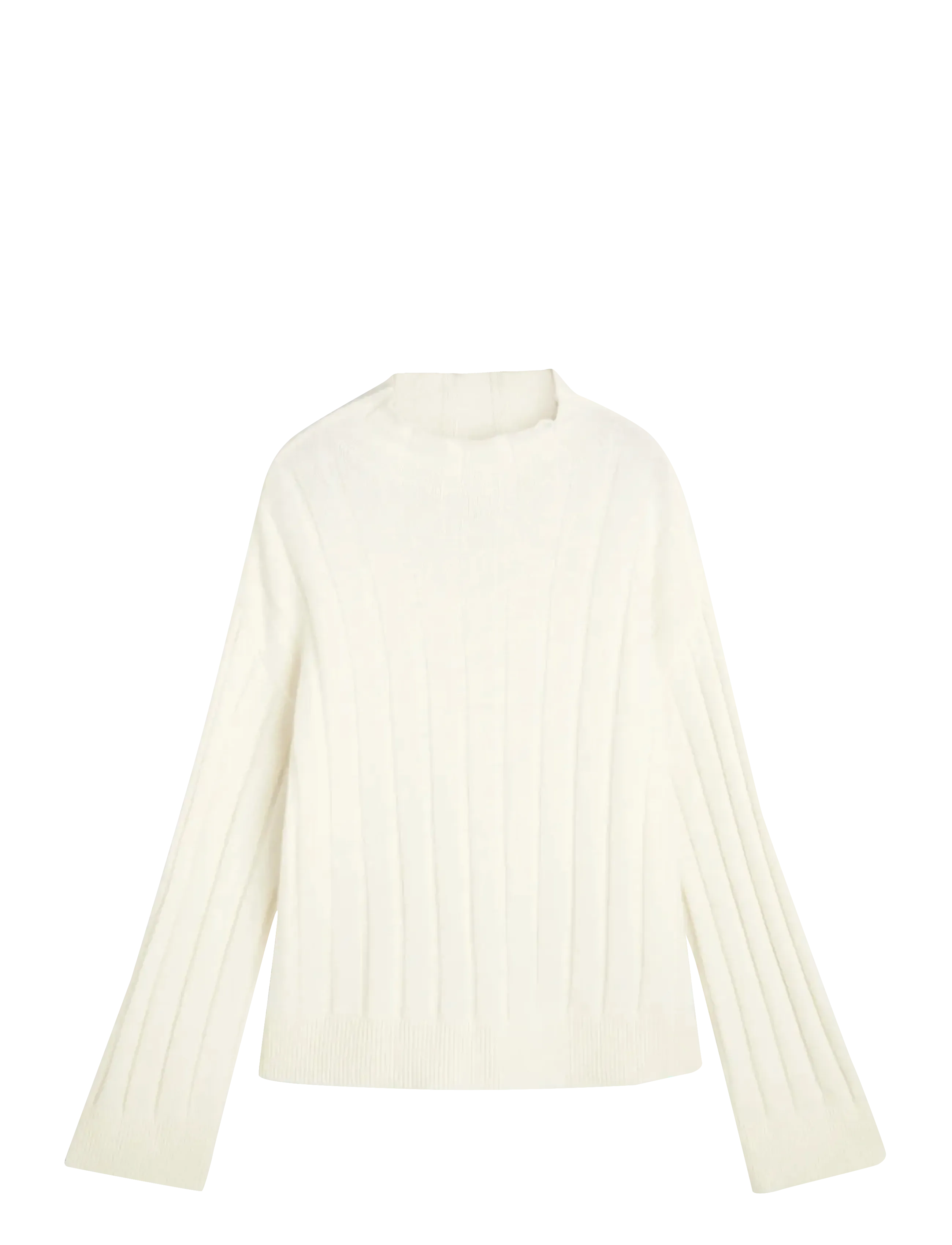 GANT Wide Ribbed Wolle Stand Collar Cream - XS - Damen