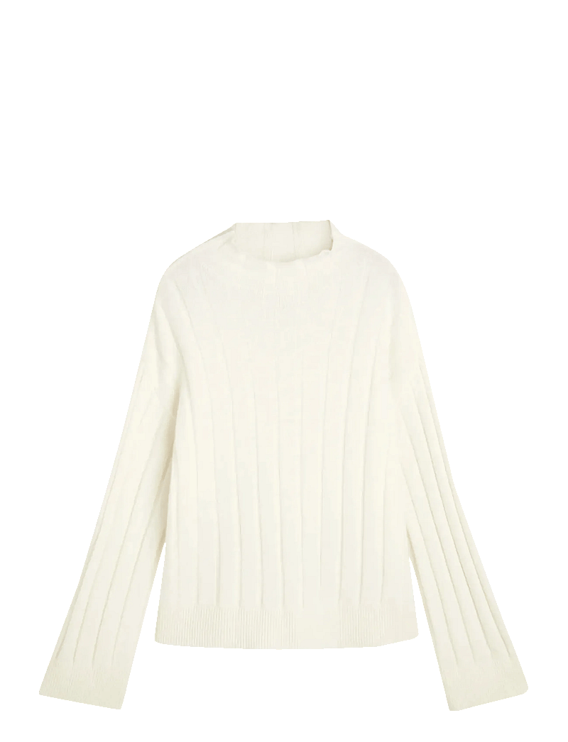 GANT - WIDE RIBBED WOOL STAND COLLAR - striktrøjer - cream - 1