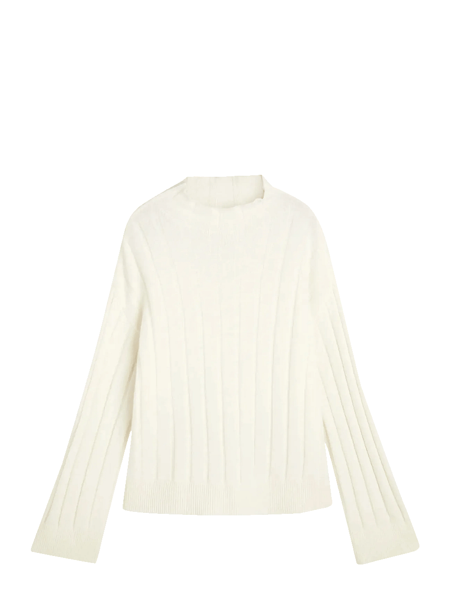 Gant - WIDE RIBBED WOOL STAND COLLAR - swetry - cream - 1