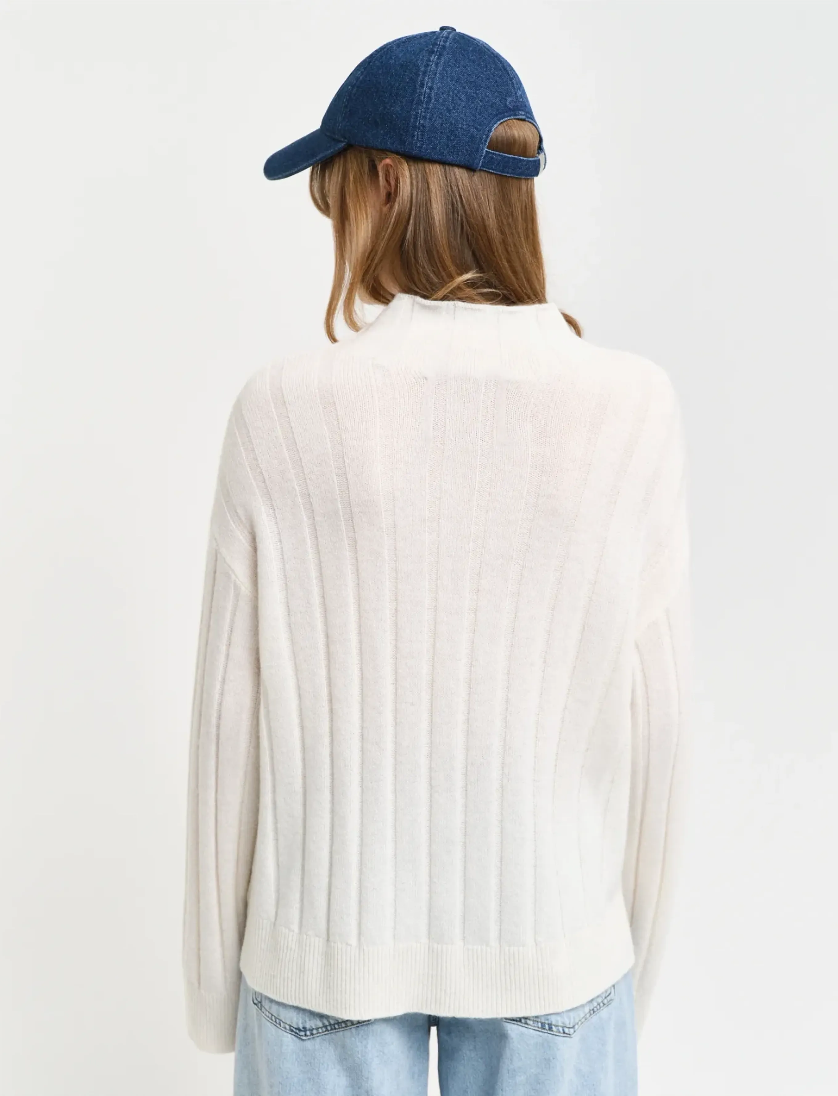 Gant - WIDE RIBBED WOOL STAND COLLAR - jumpers - cream - 2