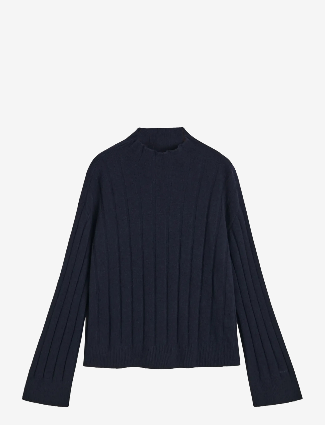 GANT - WIDE RIBBED WOOL STAND COLLAR - striktrøjer - evening blue - 1