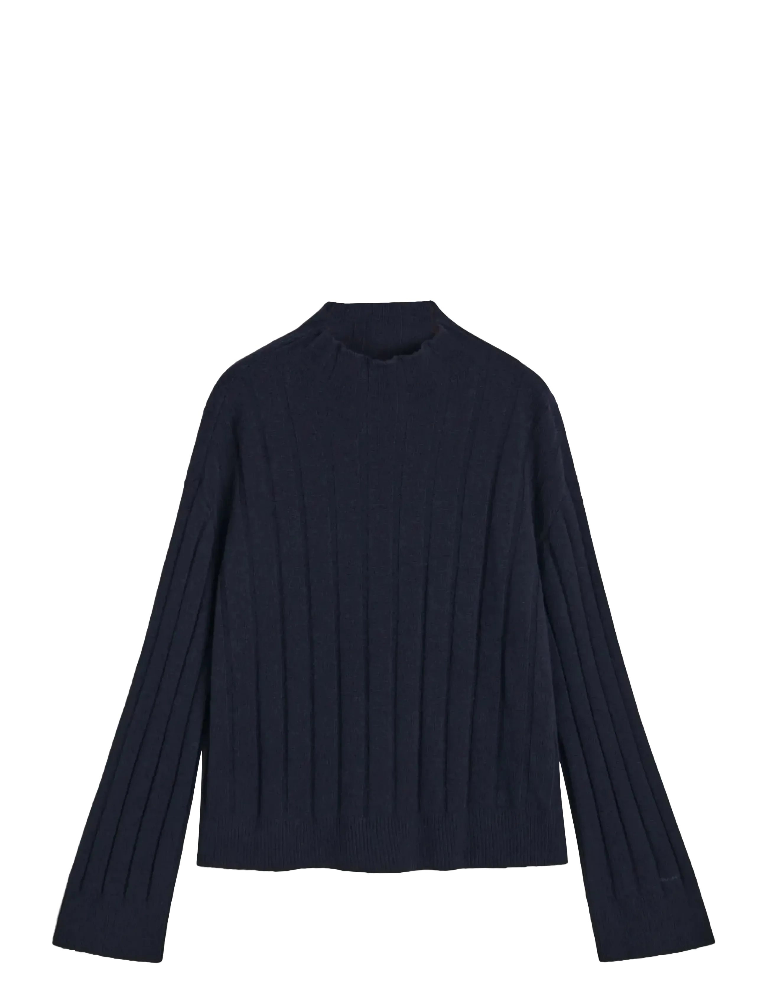 WIDE RIBBED WOOL STAND COLLAR - EVENING BLUE
