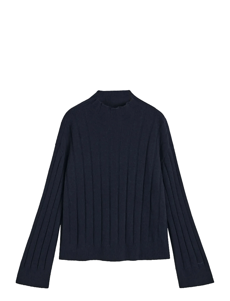 GANT - WIDE RIBBED WOOL STAND COLLAR - striktrøjer - evening blue - 1