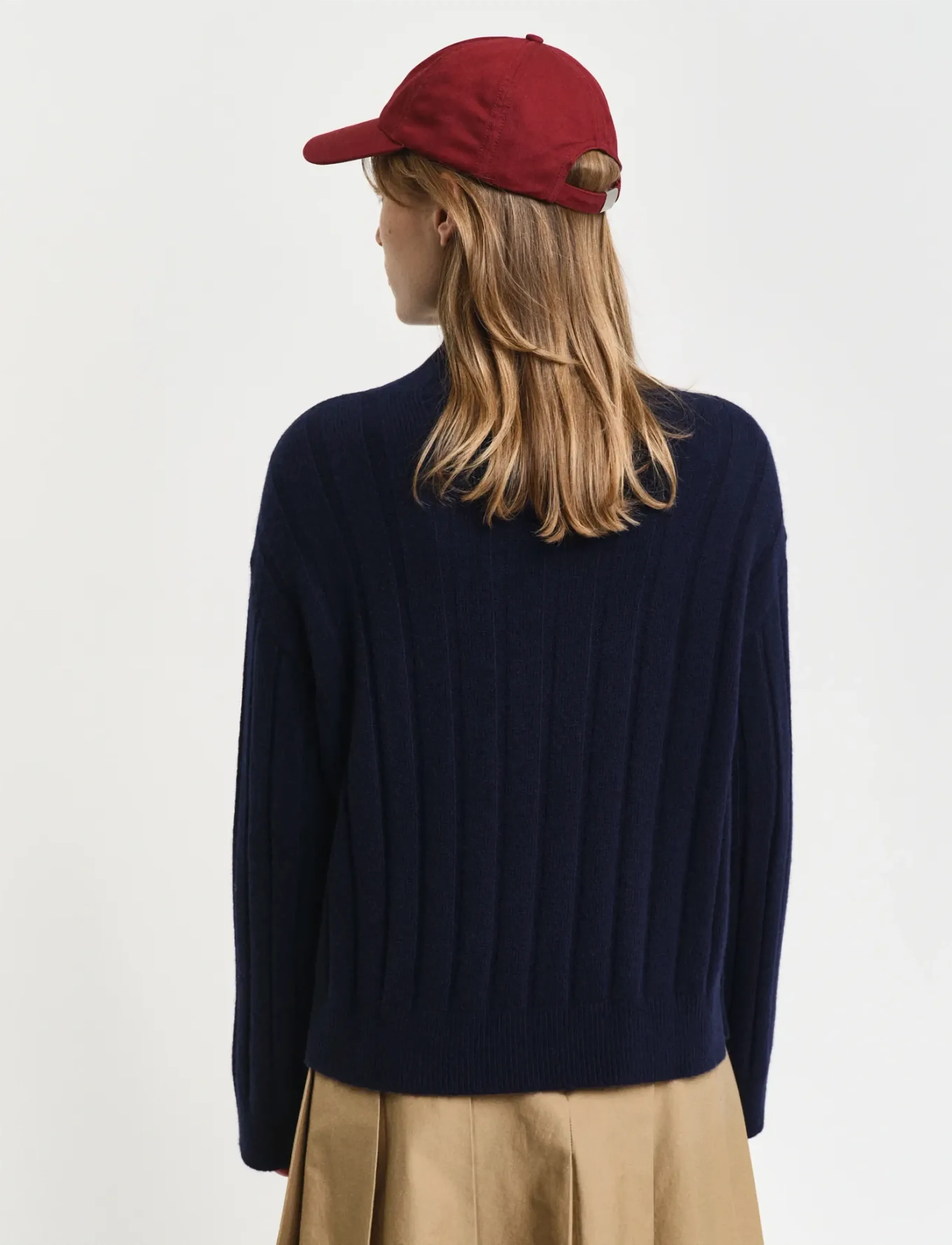 Gant - WIDE RIBBED WOOL STAND COLLAR - jumpers - evening blue - 2