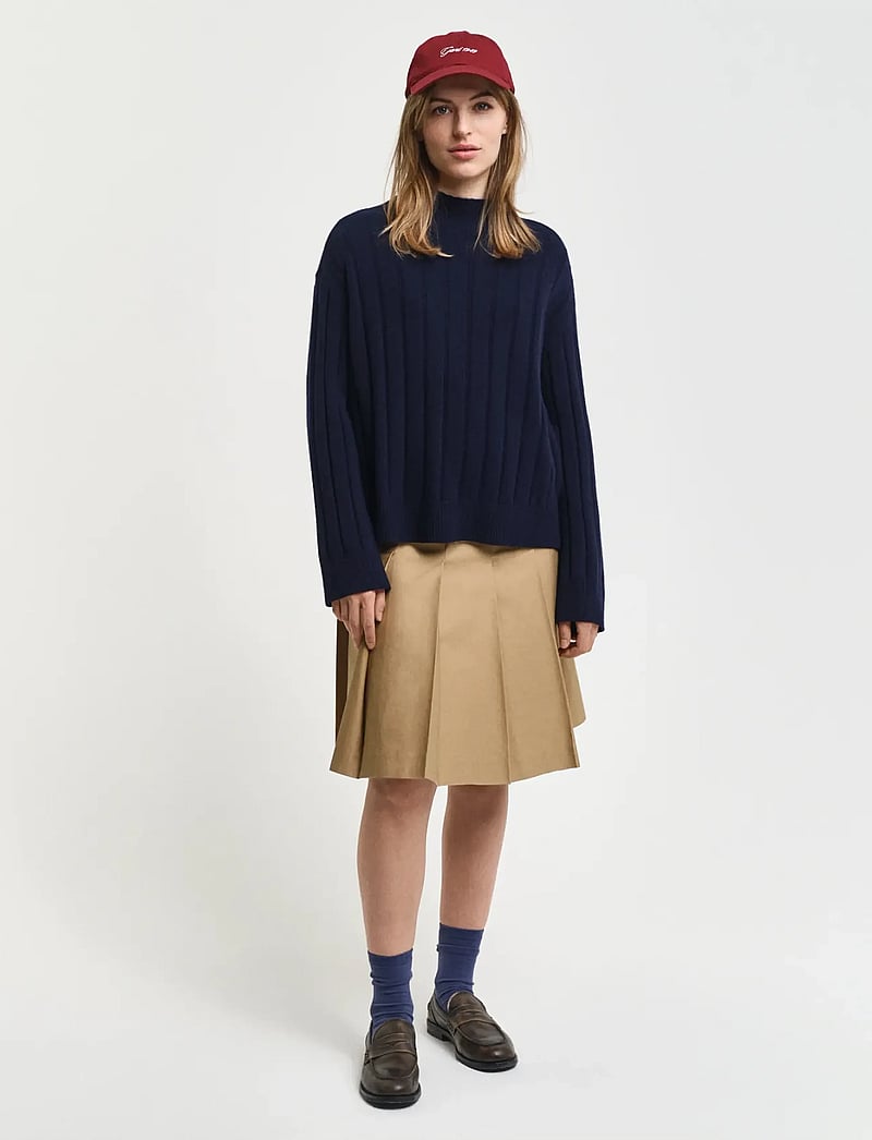 GANT - WIDE RIBBED WOOL STAND COLLAR - striktrøjer - evening blue - 4