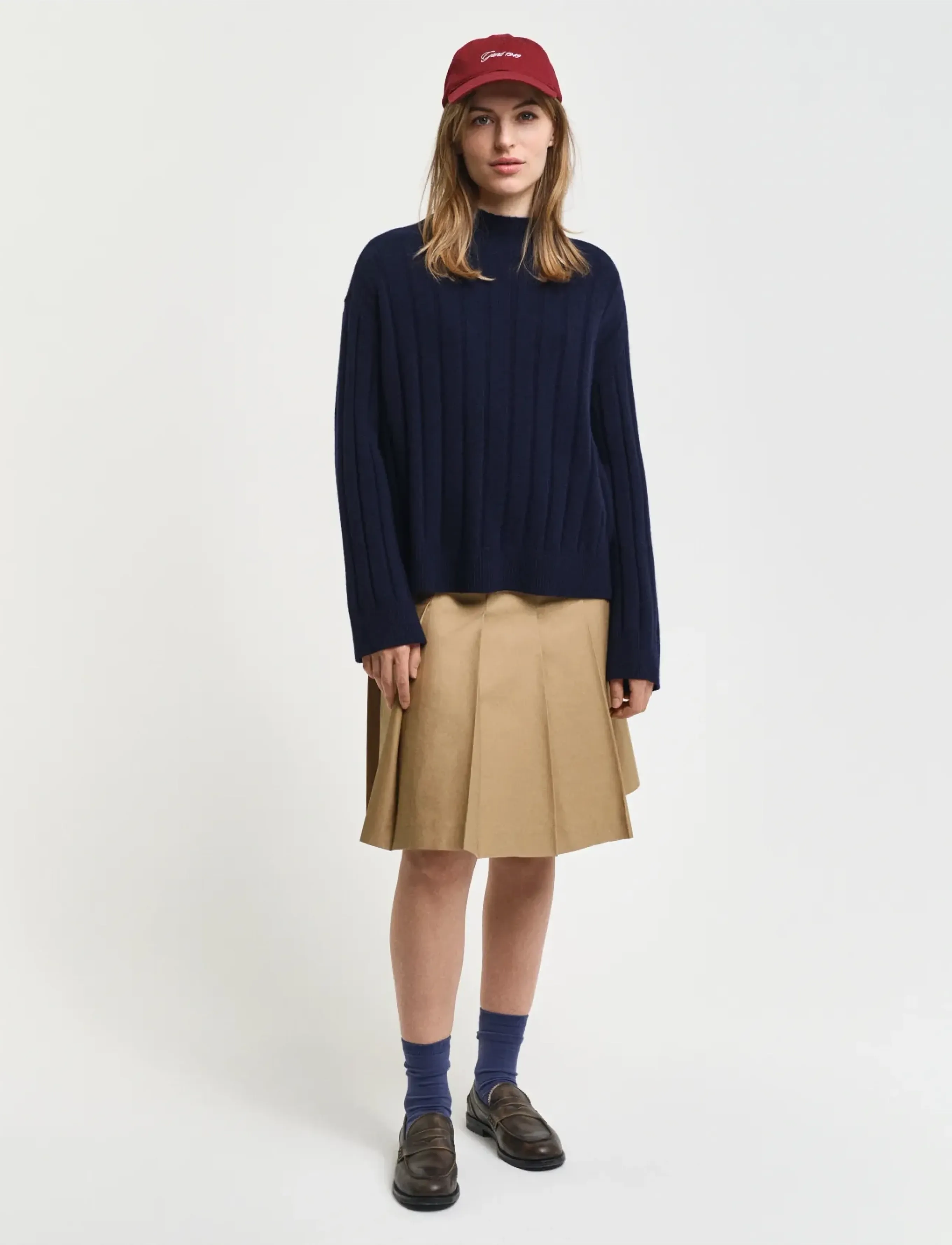 Gant - WIDE RIBBED WOOL STAND COLLAR - jumpers - evening blue - 4