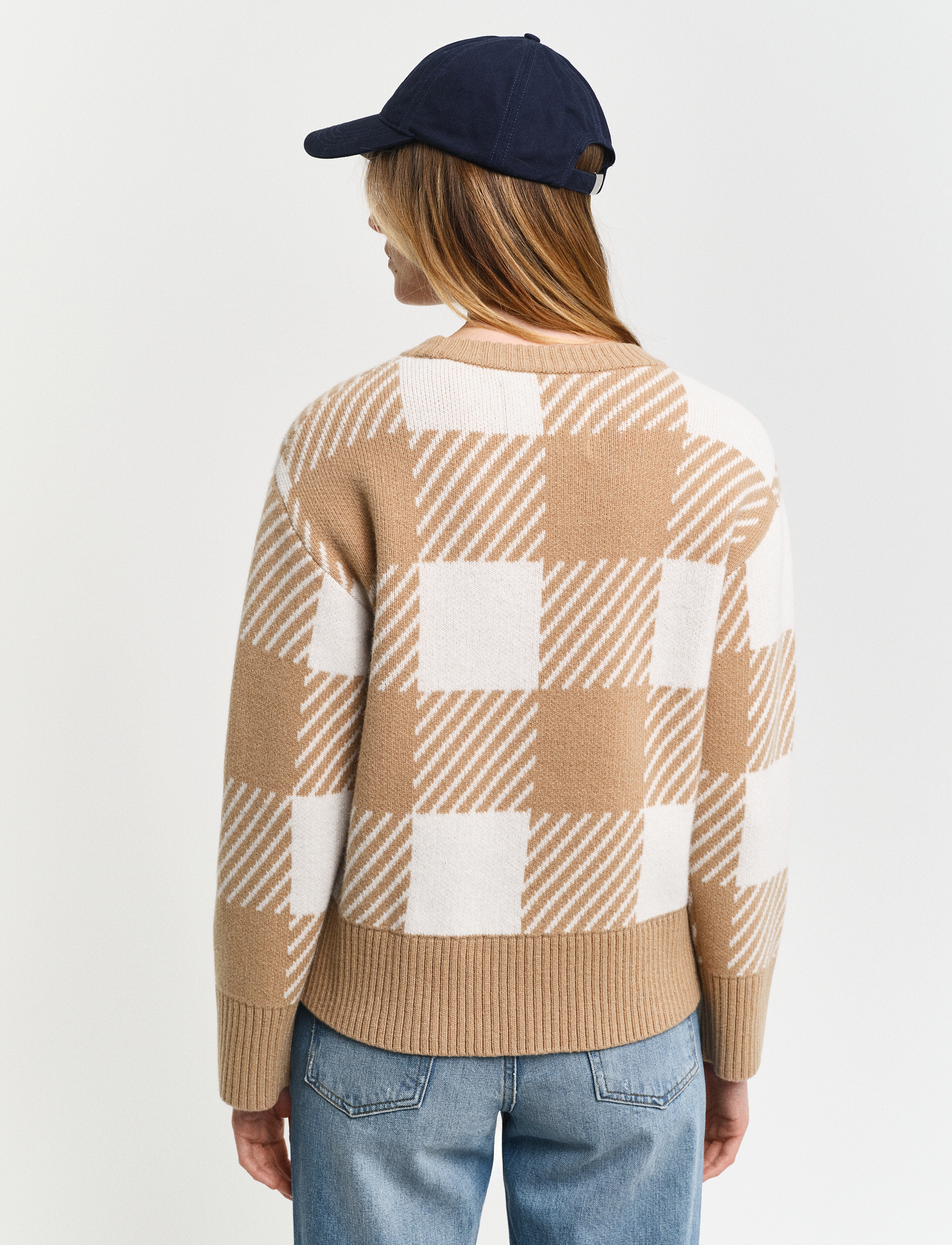 Gant - BUFFALO CHECKED C-NECK - caramel beige - 3