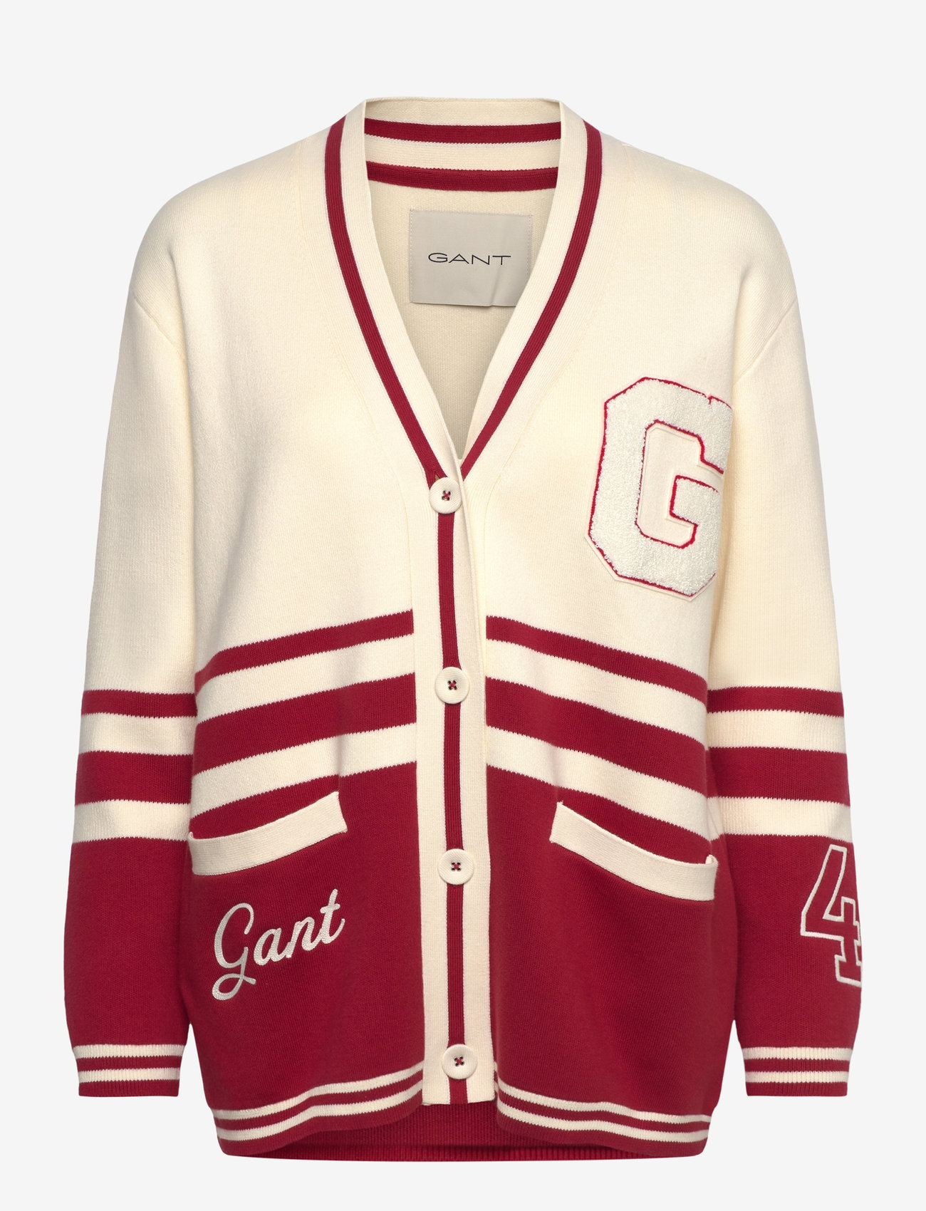 Gant - GANT VARSITY CARDIGAN - muotitrendit - cream - 1