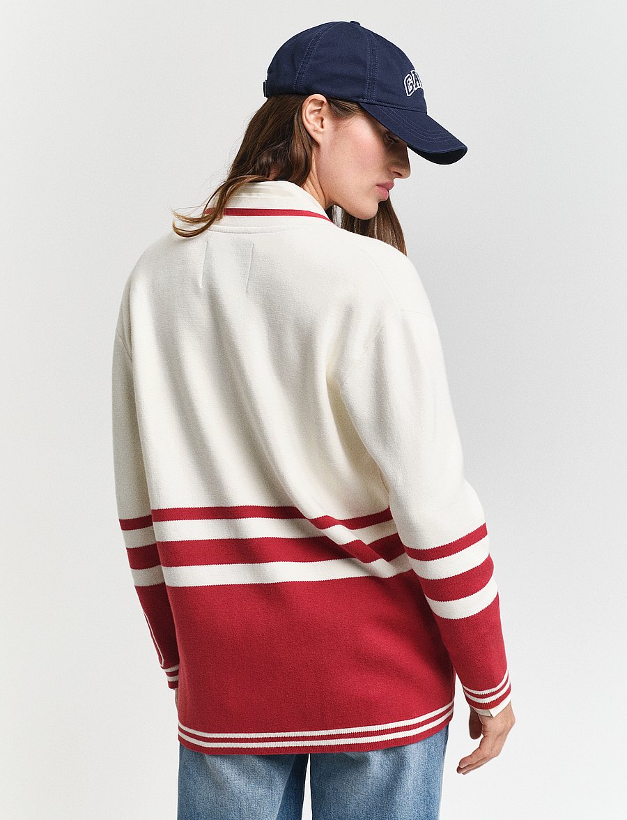 Gant - GANT VARSITY CARDIGAN - cardigans - cream - 3