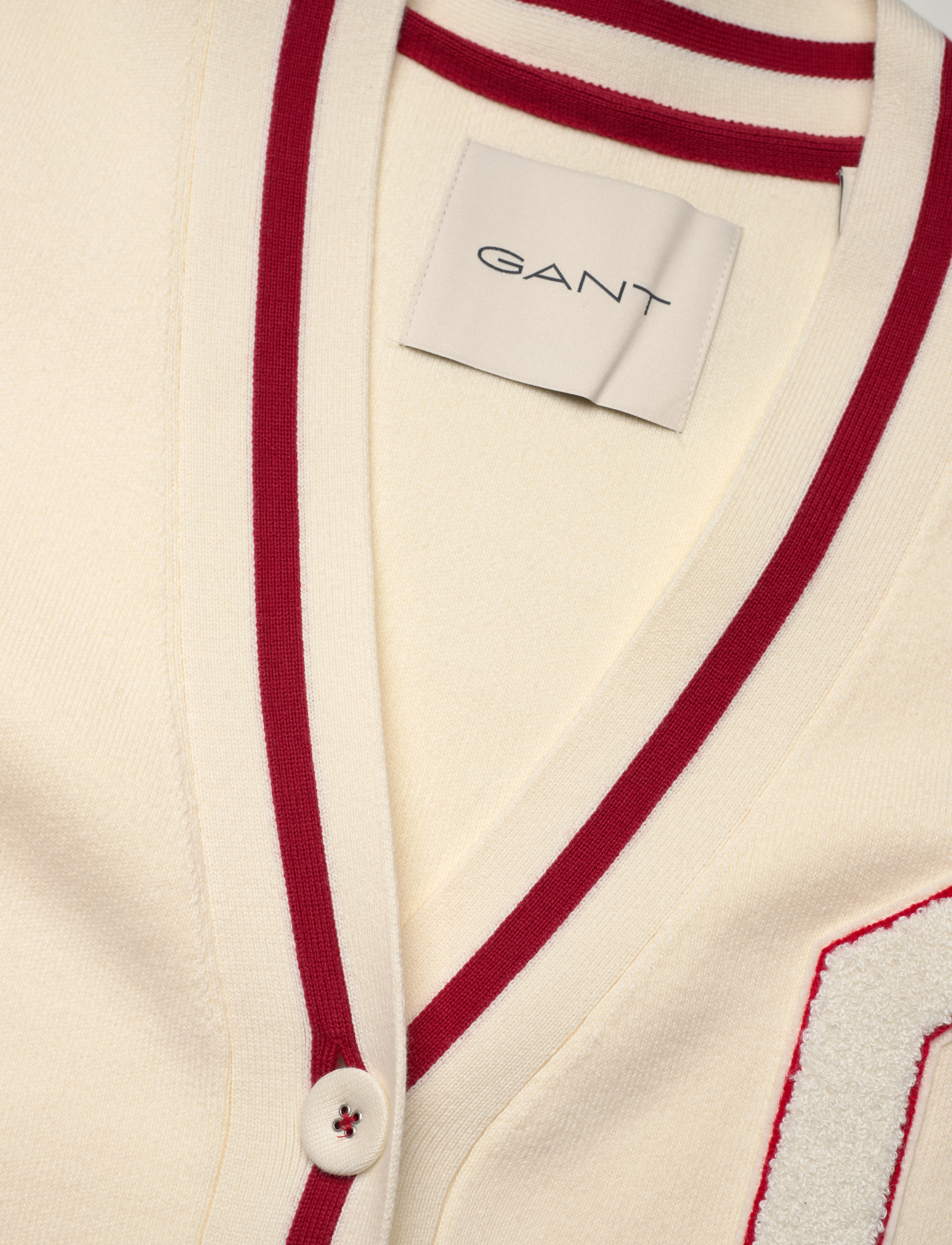 Gant - GANT VARSITY CARDIGAN - cardigans - cream - 5