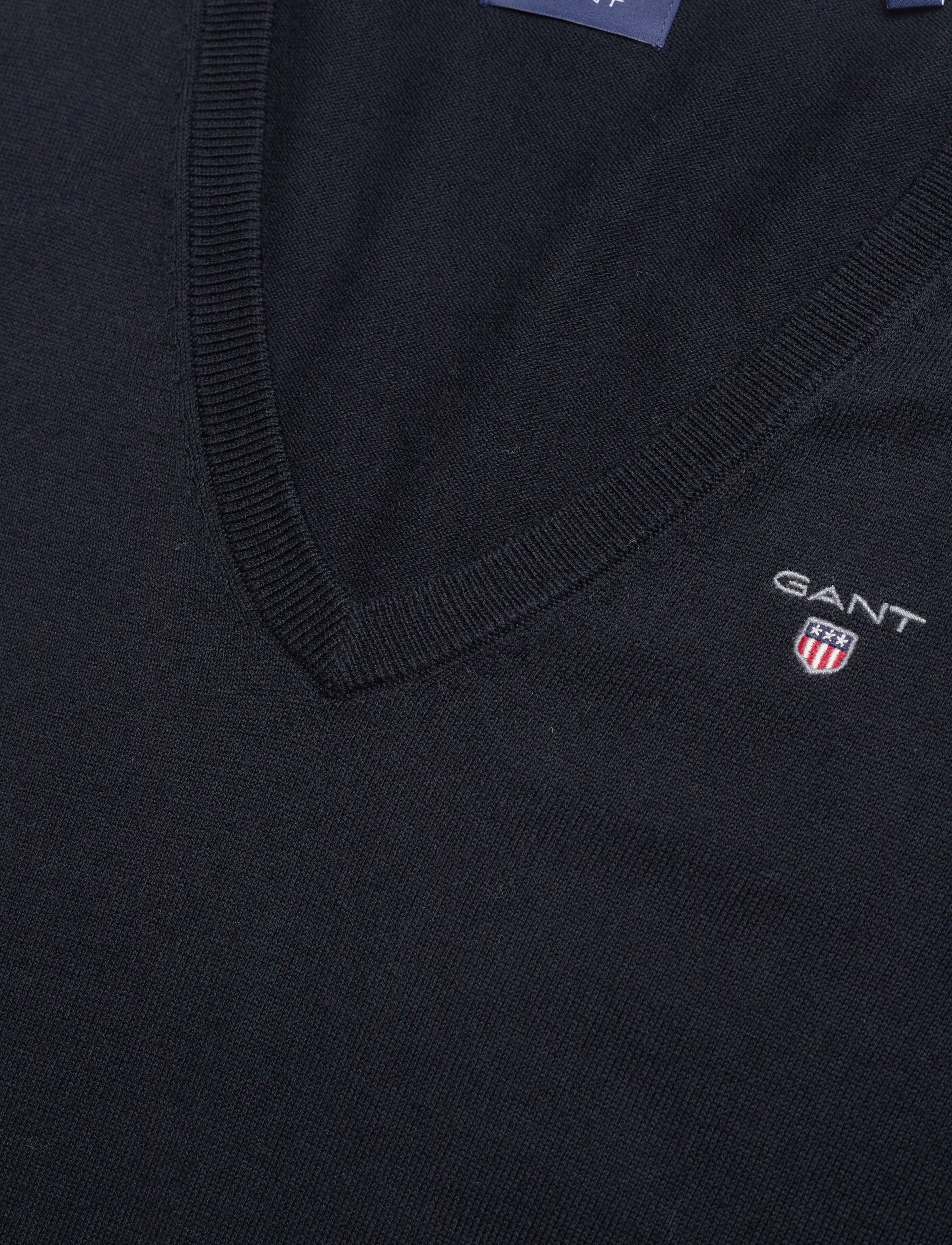 Gant - COTTON V-NECK - trøjer - evening blue - 2