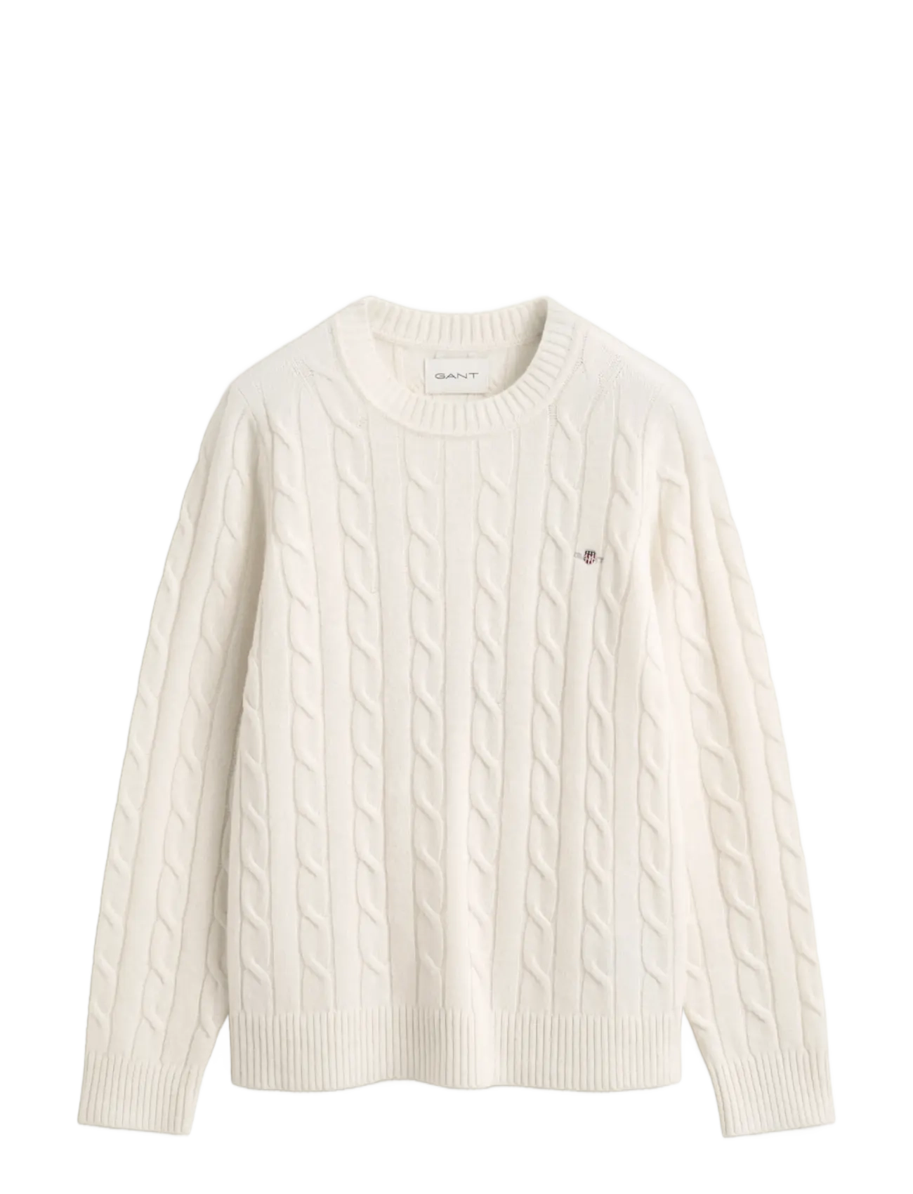 Gant - LAMBSWOOL CABLE C-NECK - cream - 1