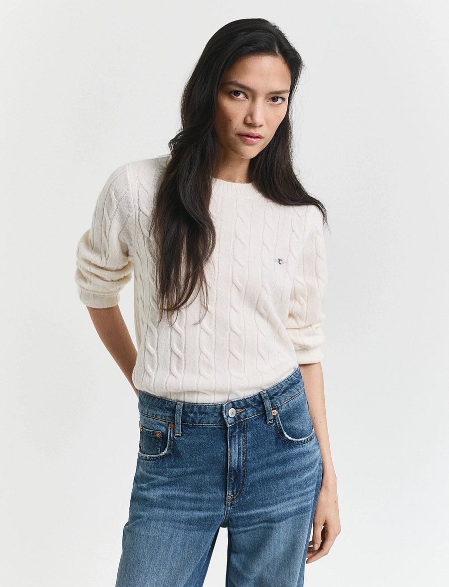 Gant - LAMBSWOOL CABLE C-NECK - pullover - cream - 0