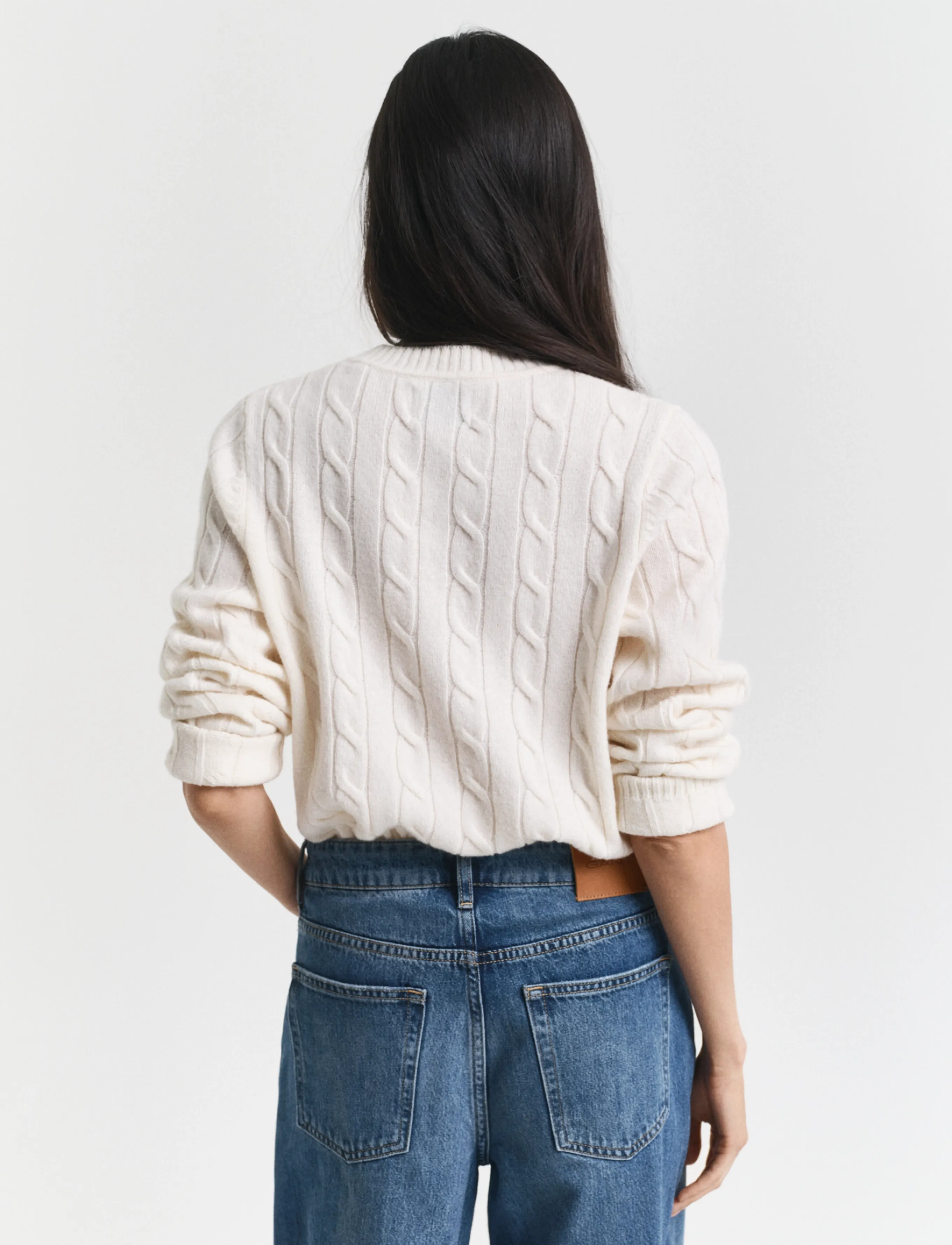 Gant - LAMBSWOOL CABLE C-NECK - cream - 2