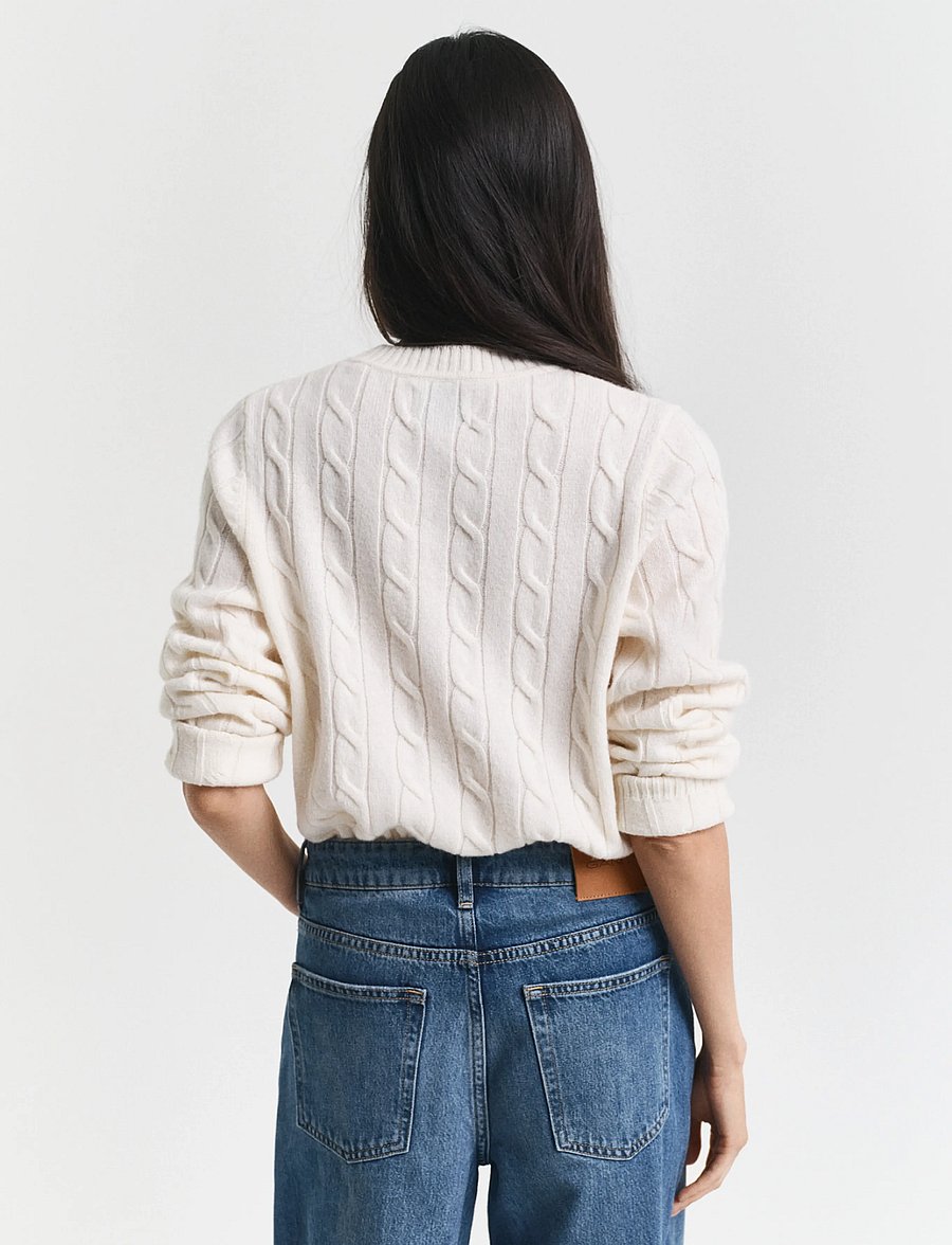 Gant - LAMBSWOOL CABLE C-NECK - pullover - cream - 2