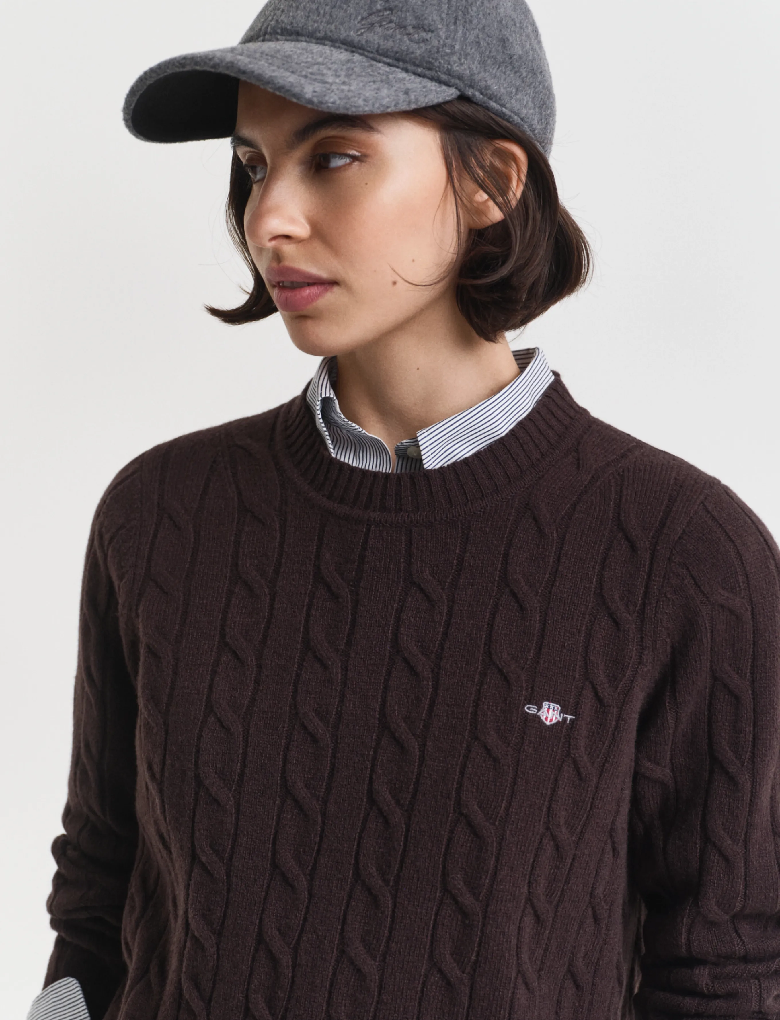 Gant Lambswool Cable C-Neck stickade tröjor dam – bild 3