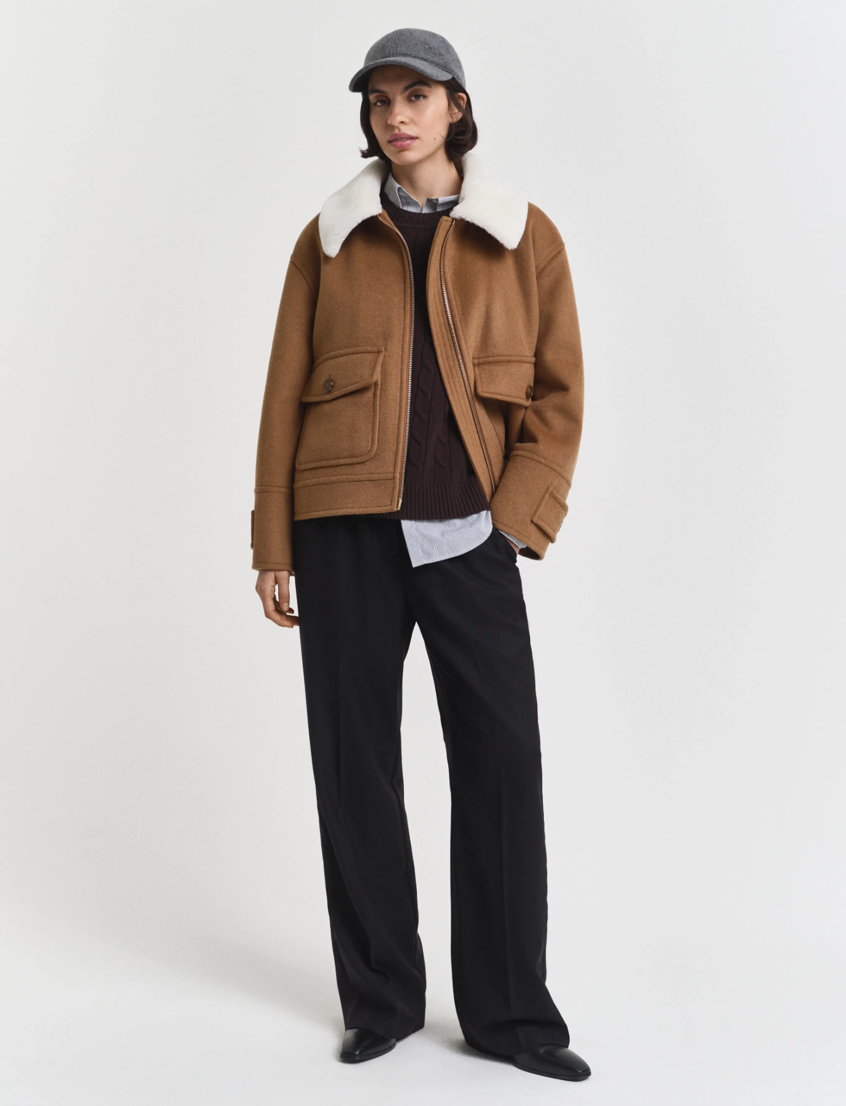 Gant - LAMBSWOOL CABLE C-NECK - deep brown - 4