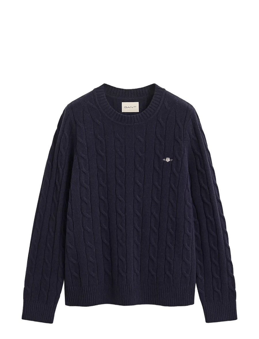 Gant - LAMBSWOOL CABLE C-NECK - kampsunid - evening blue - 1