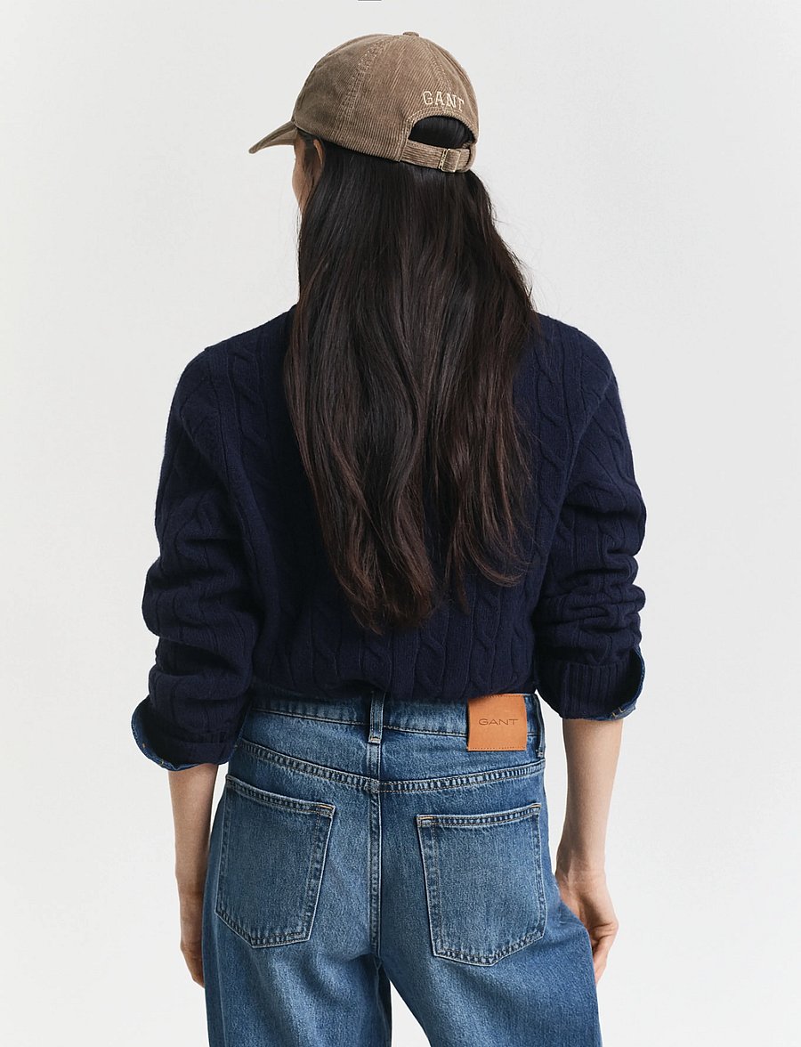 Gant - LAMBSWOOL CABLE C-NECK - kampsunid - evening blue - 2