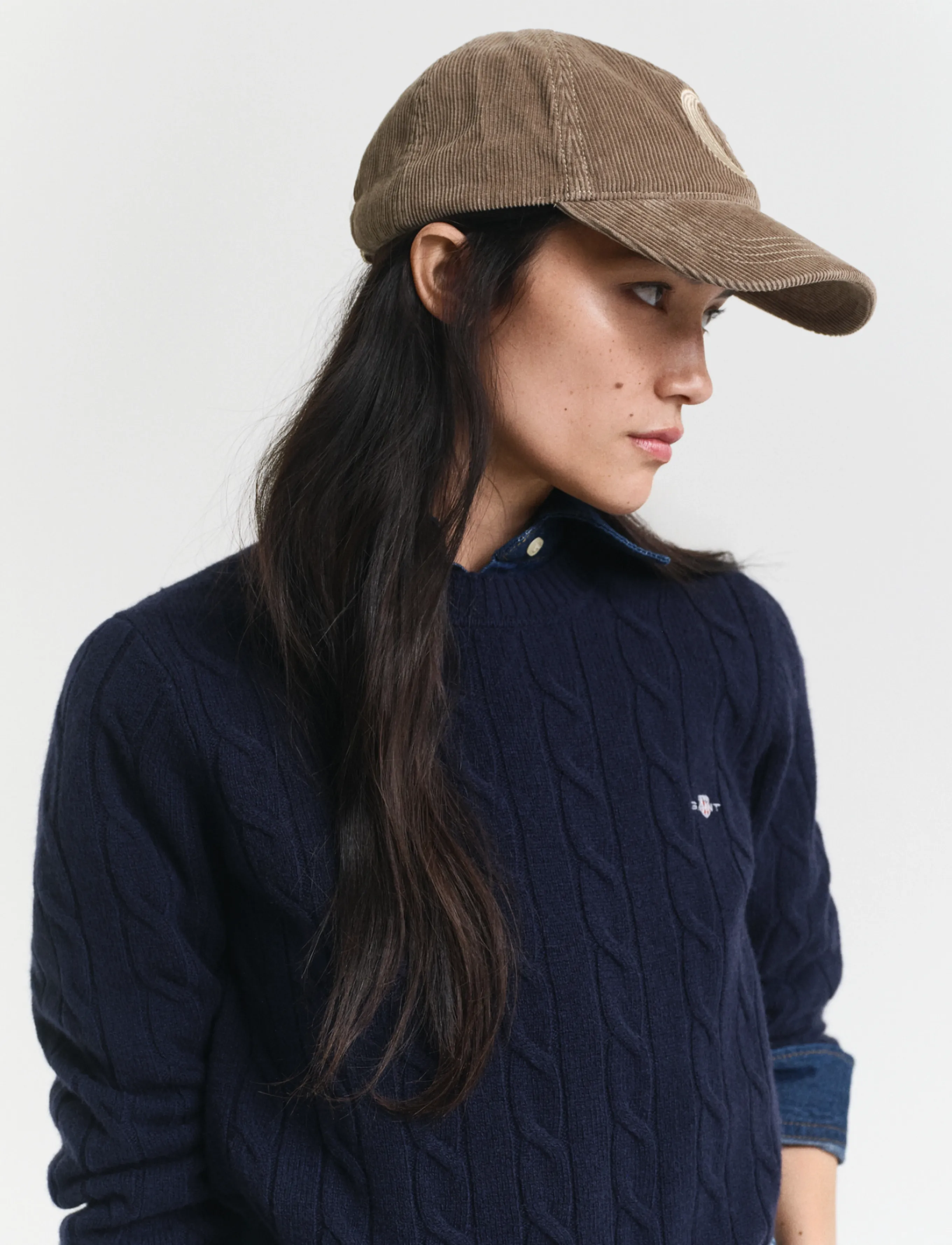 Gant Lambswool Cable C-Neck stickade tröjor dam – bild 3