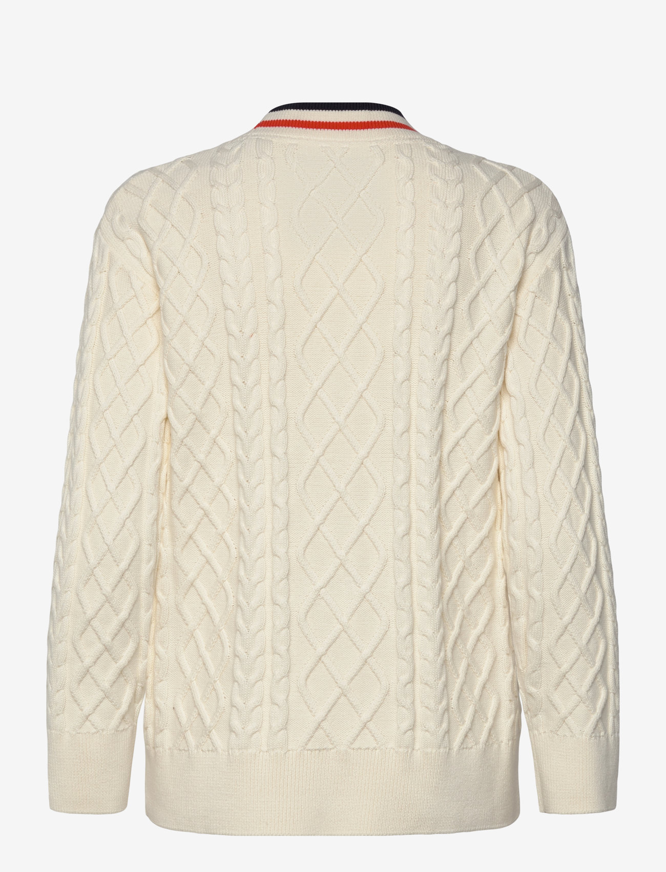 GANT - CONTRAST CABLE CARDIGAN - cream - 1