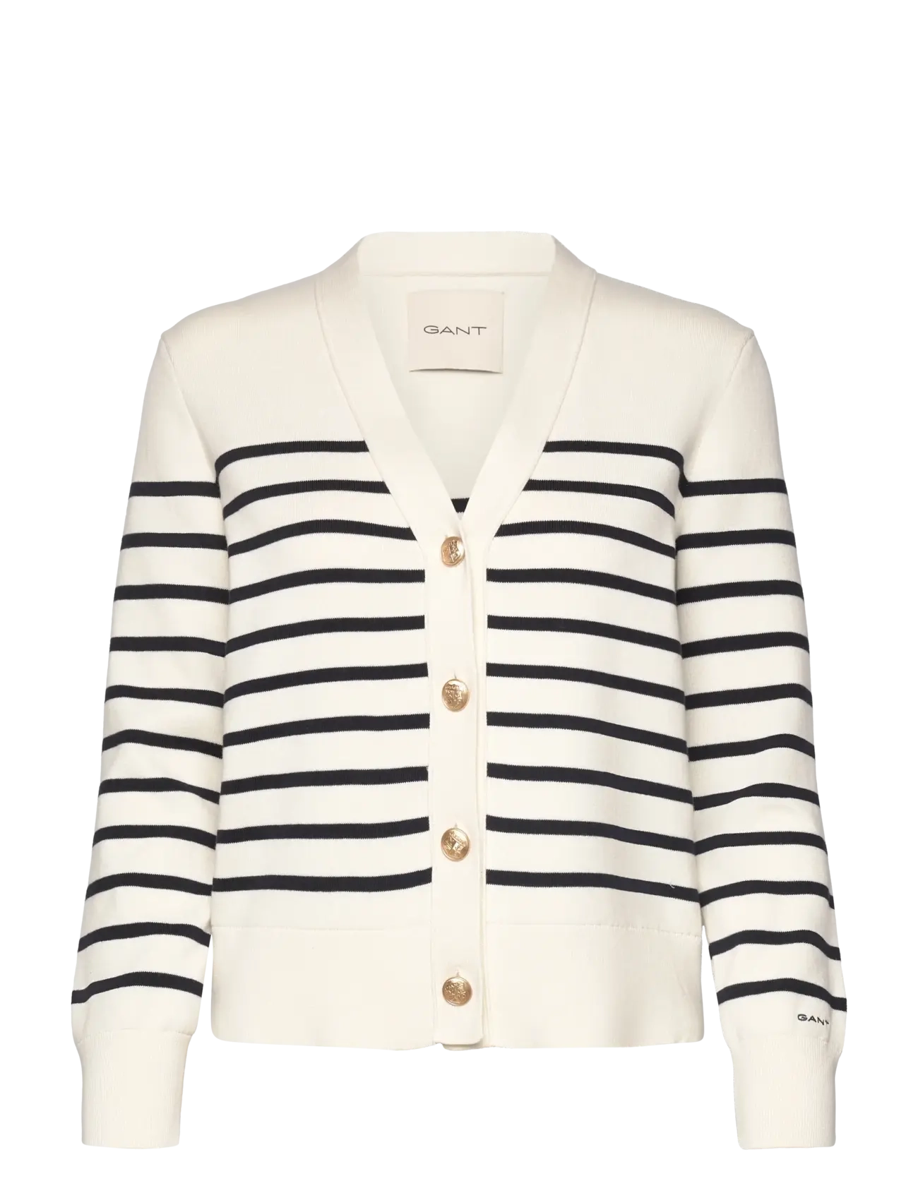 Gant STRIPED COTTON CARDIGAN - Transitional Layering - EGGSHELL / cream